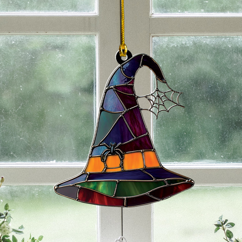 Witch Hat Halloween Suncatcher, Witch Hat Window Hanging Decor, Witch Hat Hanging Ornament Home Decor