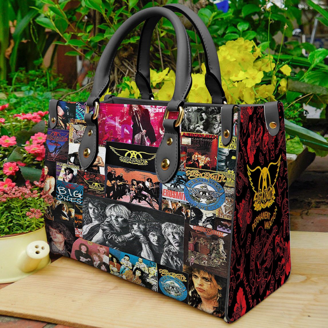 Aerosmith Leather handBag,Music Leather Bag,Travel handbag,Teacher Handbag,Gift for fan,Handmade Bag,Vintage Bags,Woman Shoulder