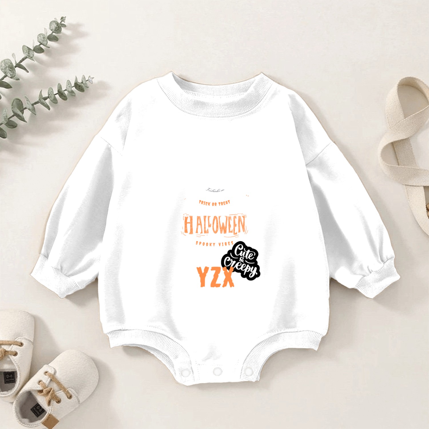 Halloween trick or treat spooky vibes Baby Romper Sweatshirts