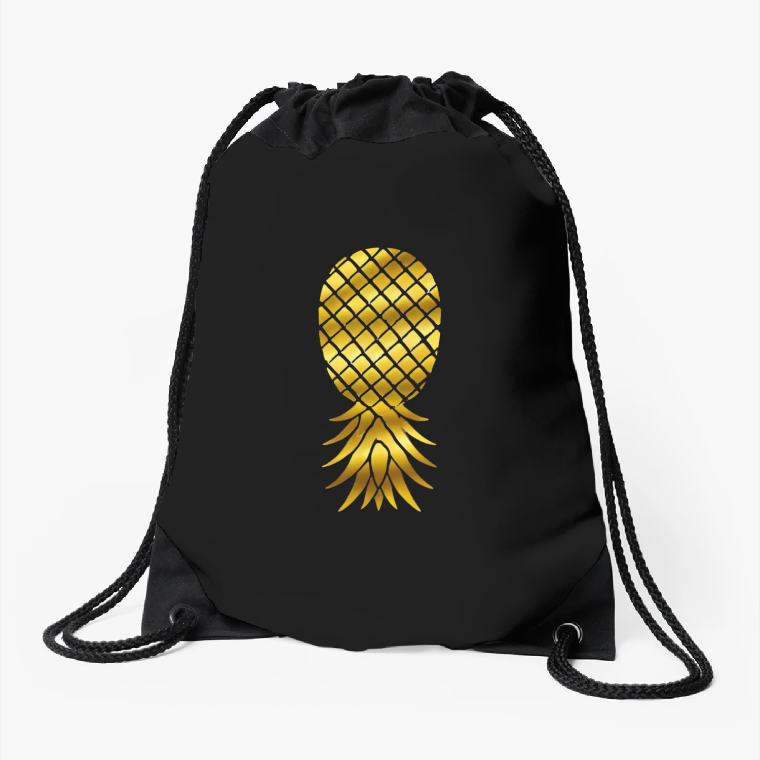 GOLD UPSIDE DOWN PINEAPPLE GREY SWEAT PANTS Drawstring Bags
