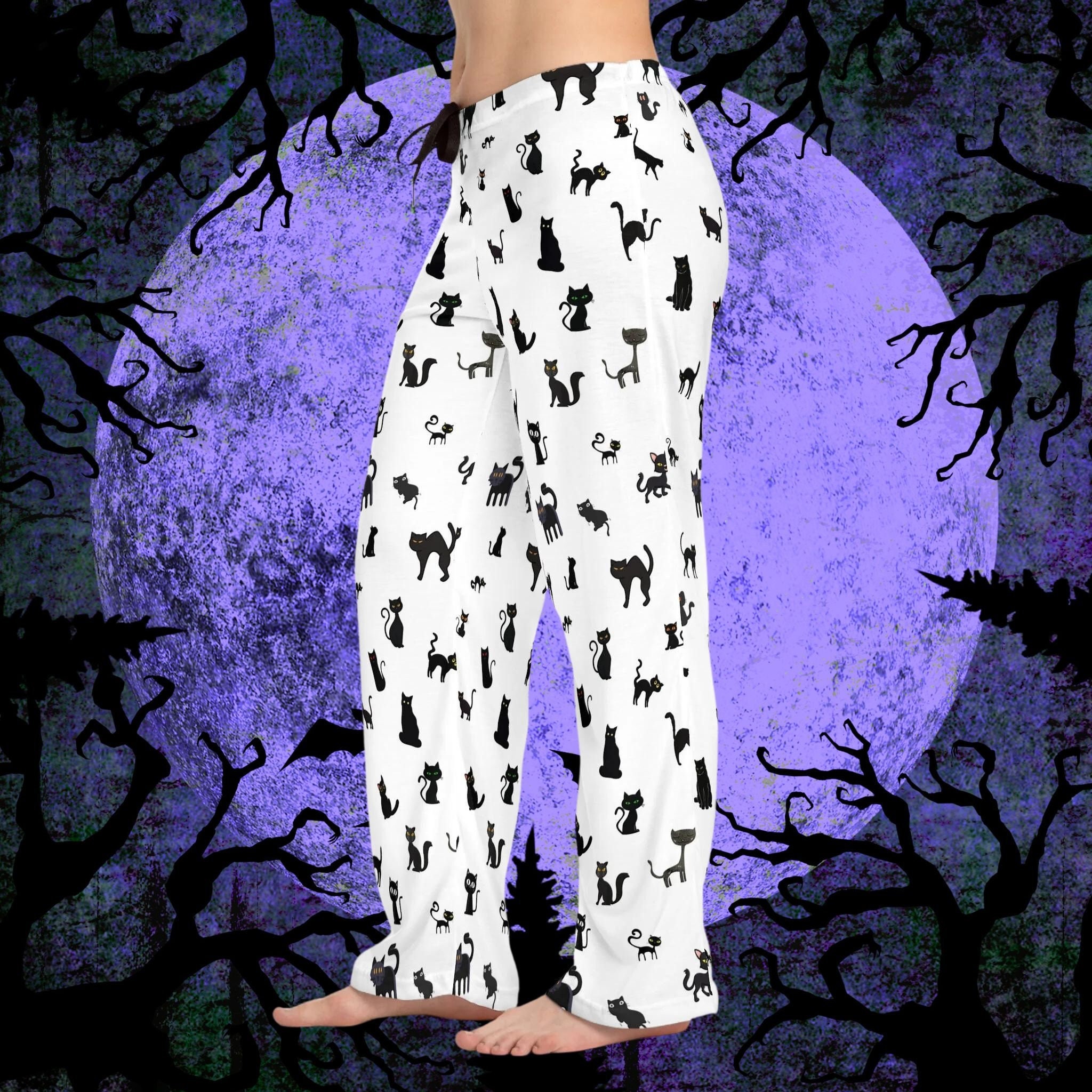 Halloween Pajamas, Cat Pajamas, Pajama Pants For Women, Lounge Pants, Birthday Gift For Her Best Friend, Festive Pajamas, Comfy Pants, Cat