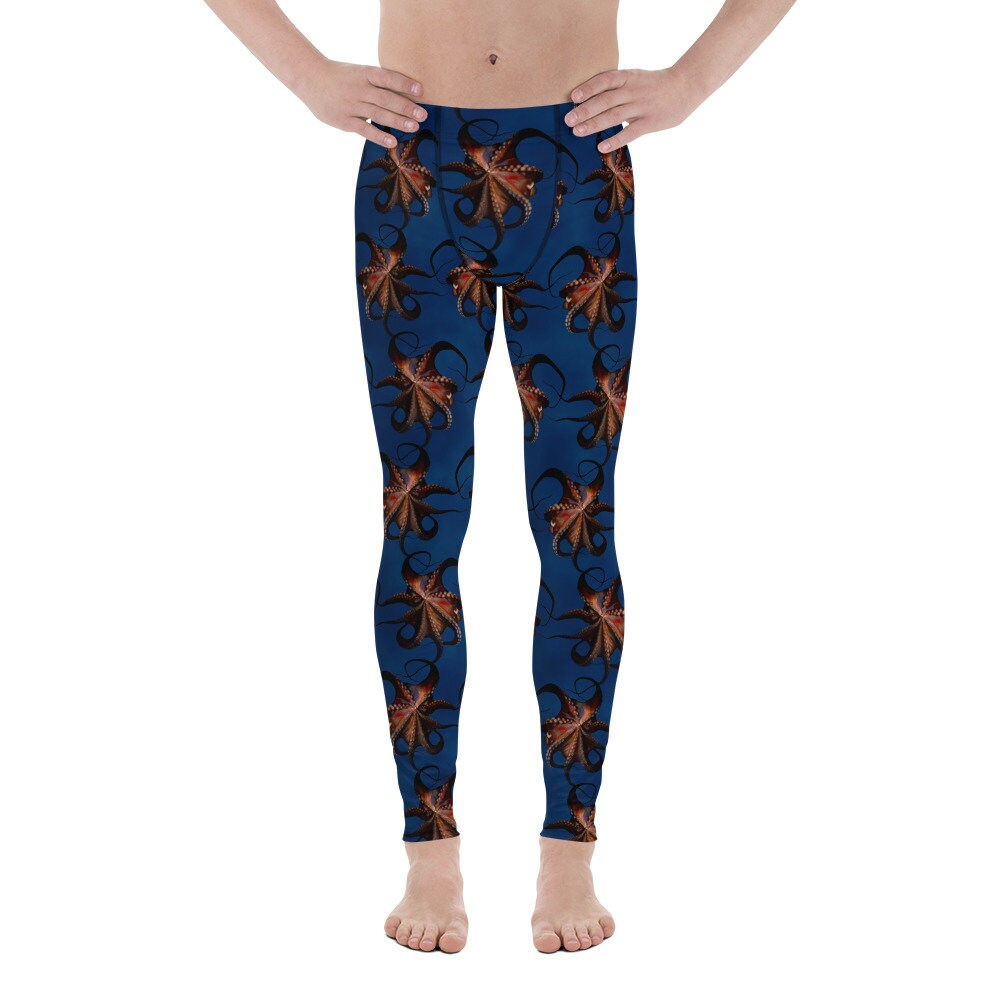 CAVIS Flying Octopus Mens Leggings, Sea Life Dive Skin Yoga Pants
