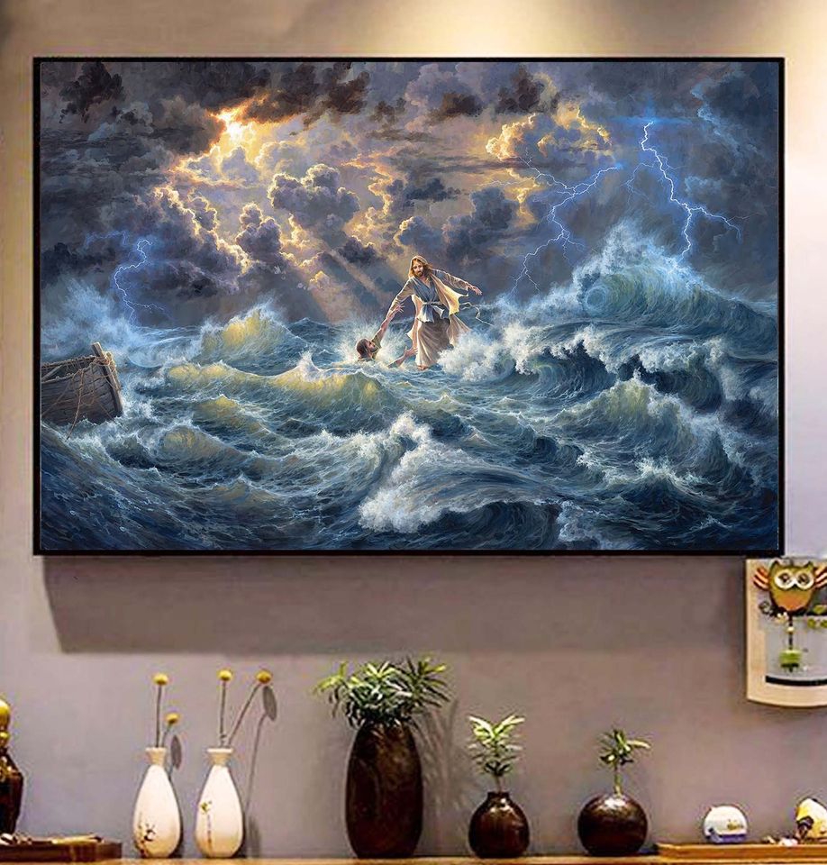 HE WALKS ON WATER HORIZONTAL CANVAS