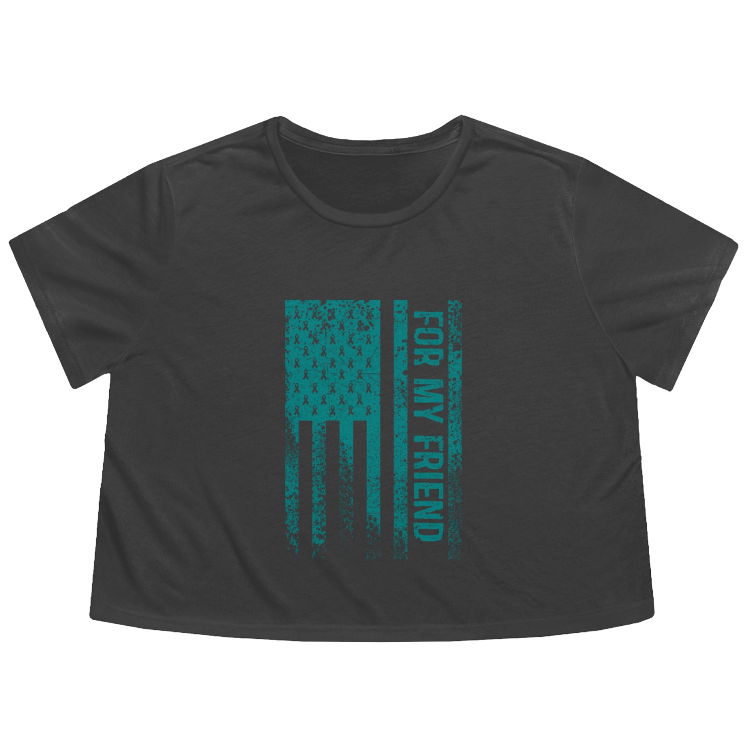 For My Friend Ovarian Cancer Awareness Flowy Cropped Tees