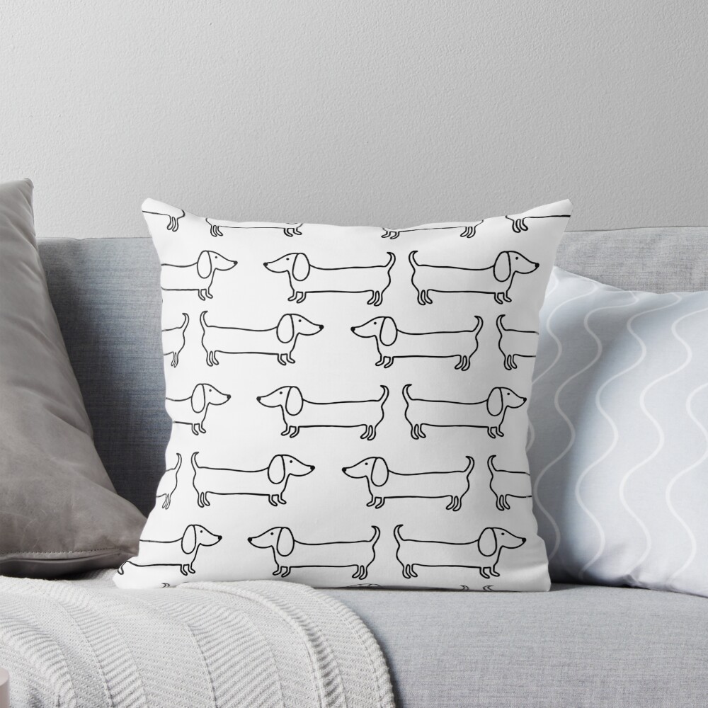 Dachshund in black-white Pillow