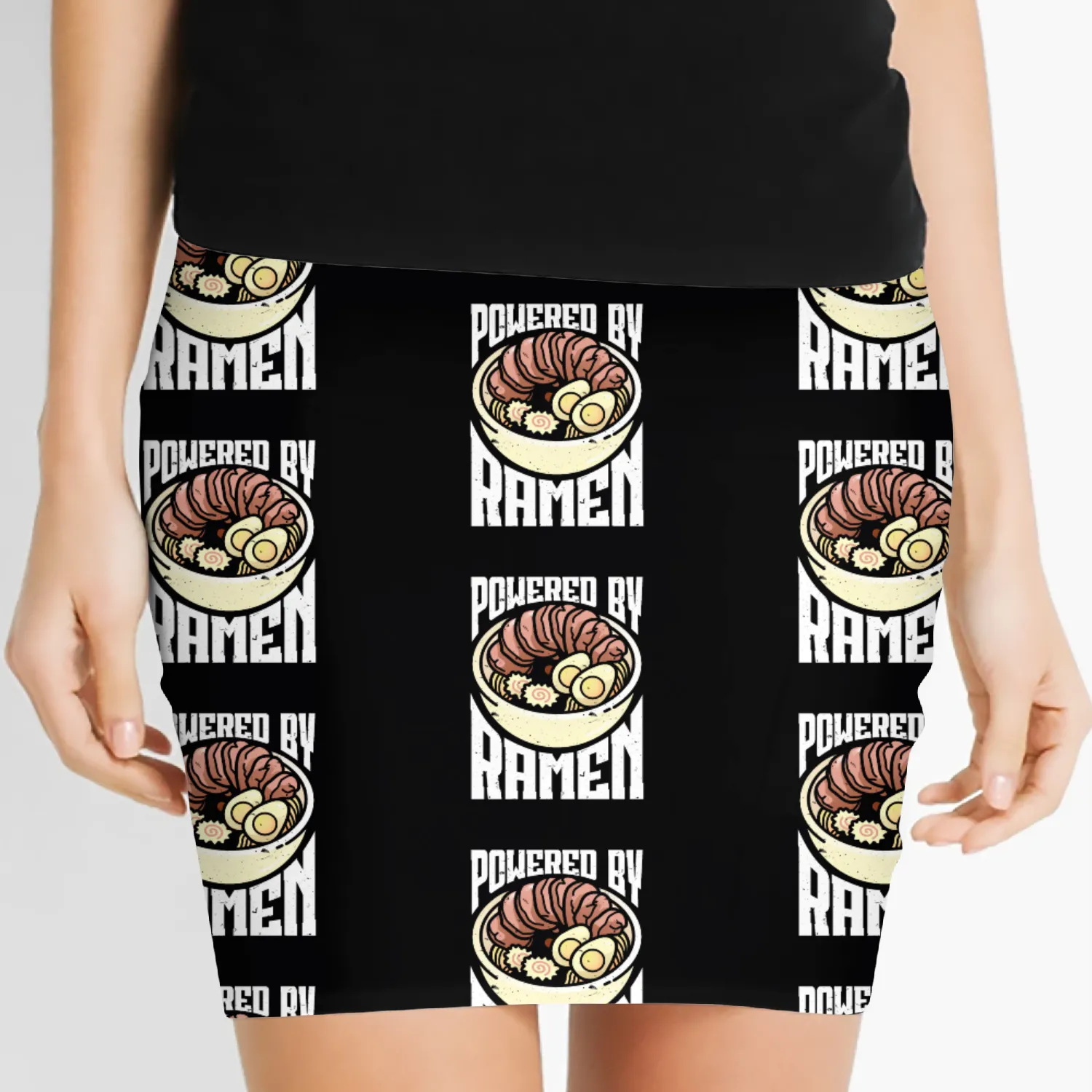Powered By Ramen Anime Japanese Soup Cup Noodle Women's Mini Skirts