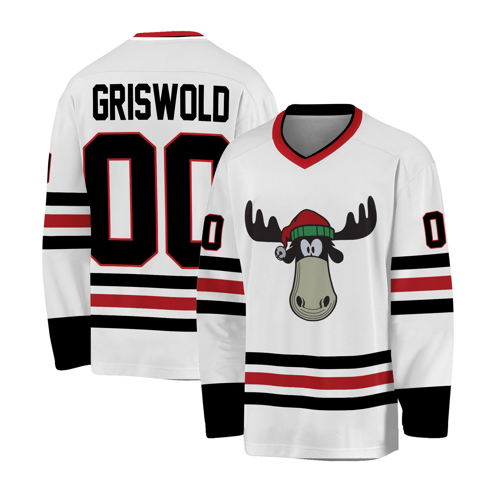 Design Clark Griswold #00 Hockey Jersey Reindeer Head Christmas X-Mas Custom Name