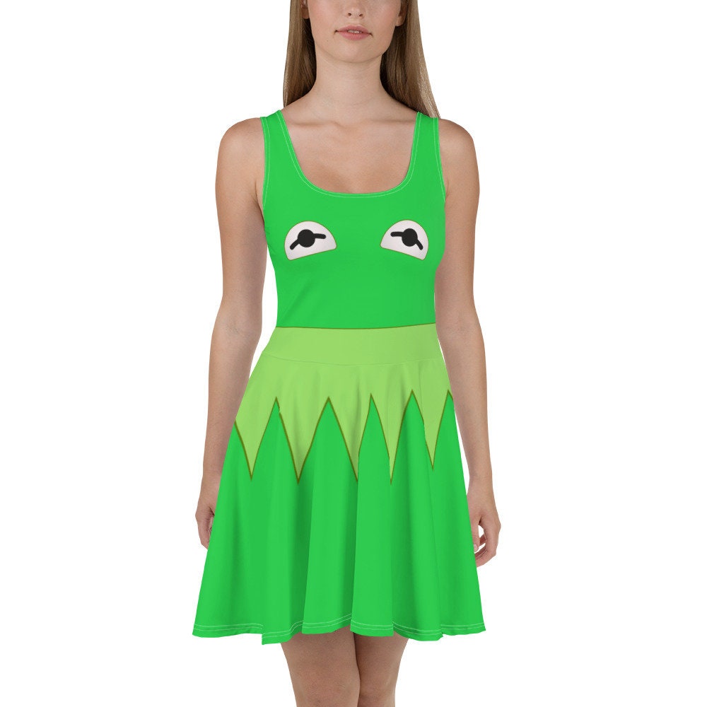Green Frog Puppet Skater Dress