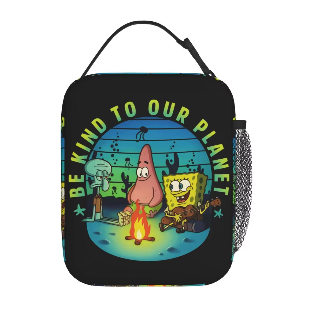 Spongebobed Cartoon Lunch Bag Outdoor Picnic Lunch Box For Men Fashion Graphic Tote Food Bags Oxford Portable Cooler Bag