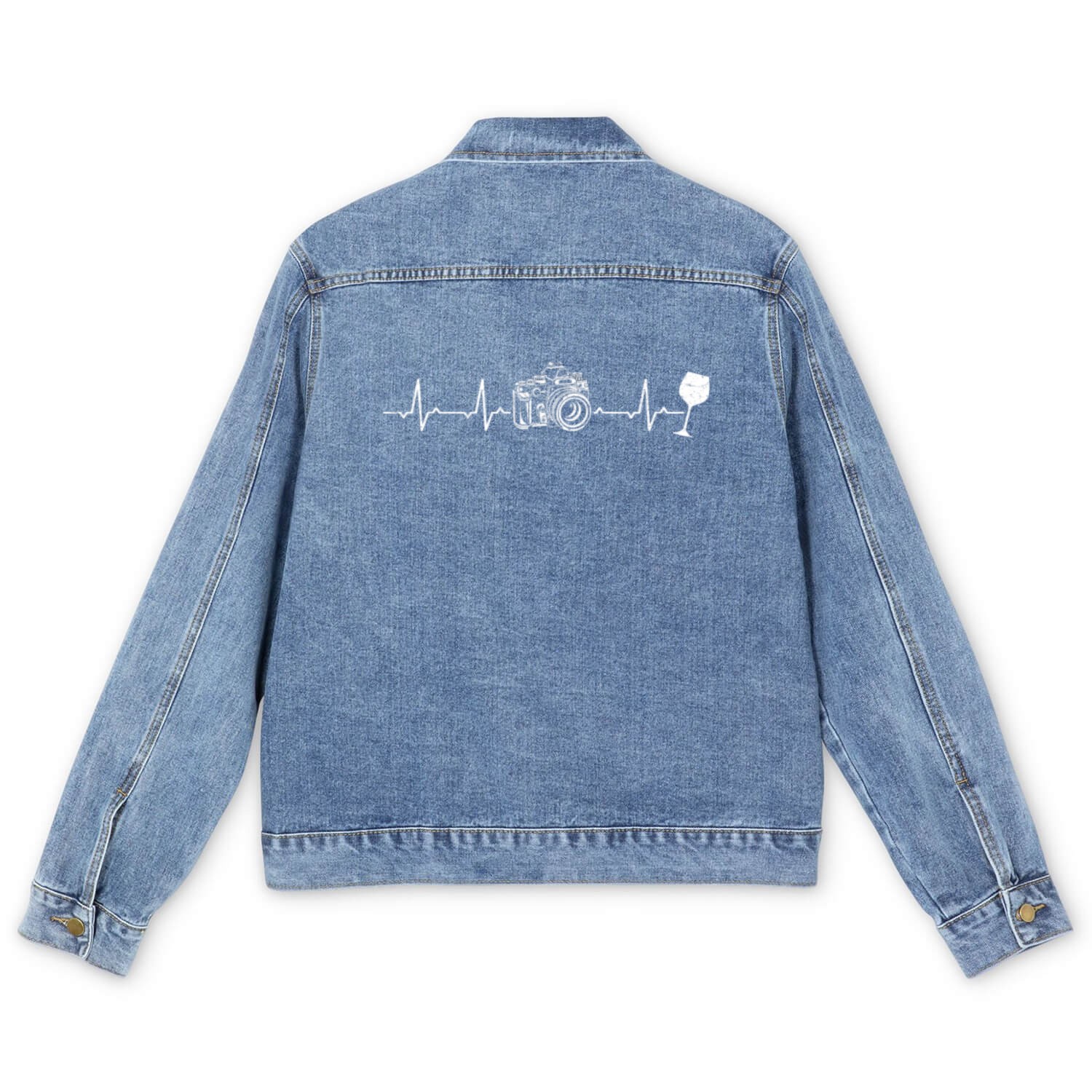 Photography Heartbeat Wine Camera Photographer Men's Denim Jackets