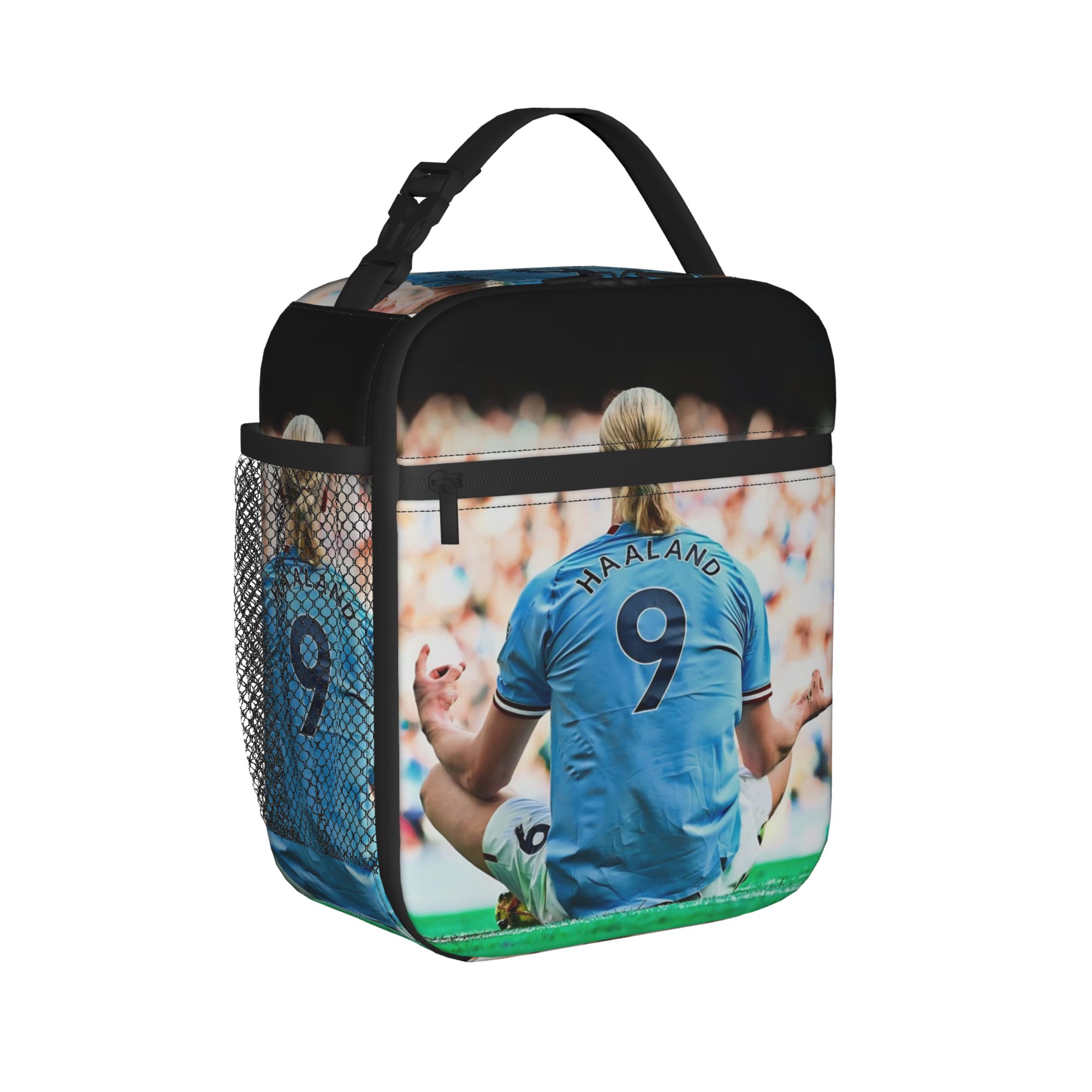 Haalands Soccer Insulated Lunch Bags High Capacity Number 9 Meal Container Thermal Bag Tote Lunch Box School Picnic Girl Boy