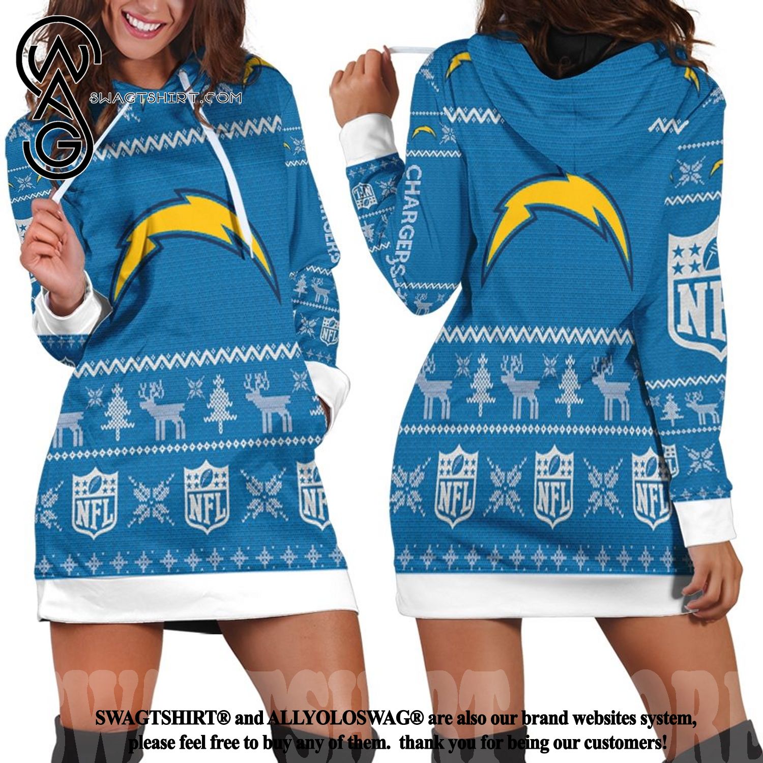 football Los Angeles Chargers Holiday Women Hoodie Dress