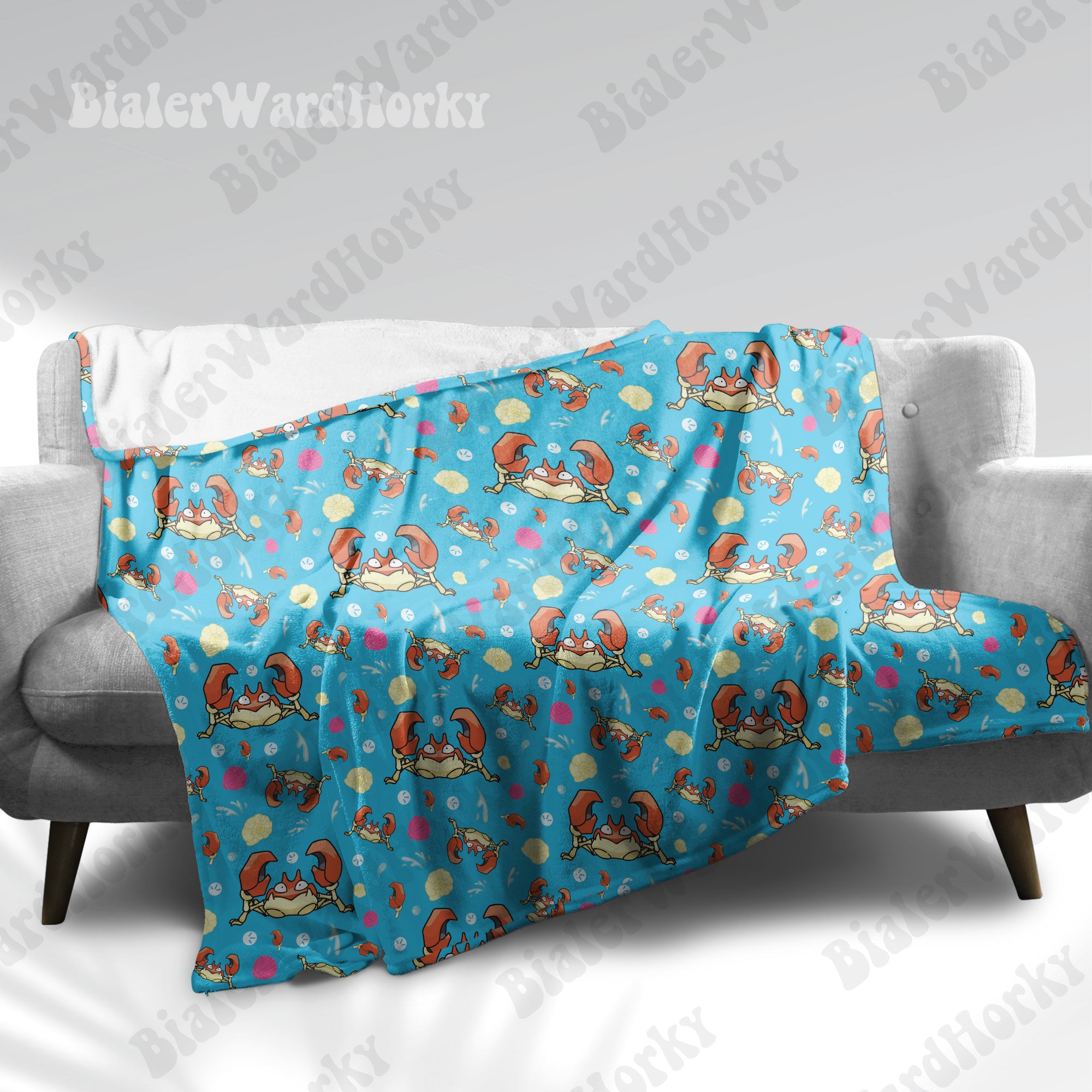 Krabby Fleece Blanket, Cute Blanket, Anime Blanket Krabby, Gifts