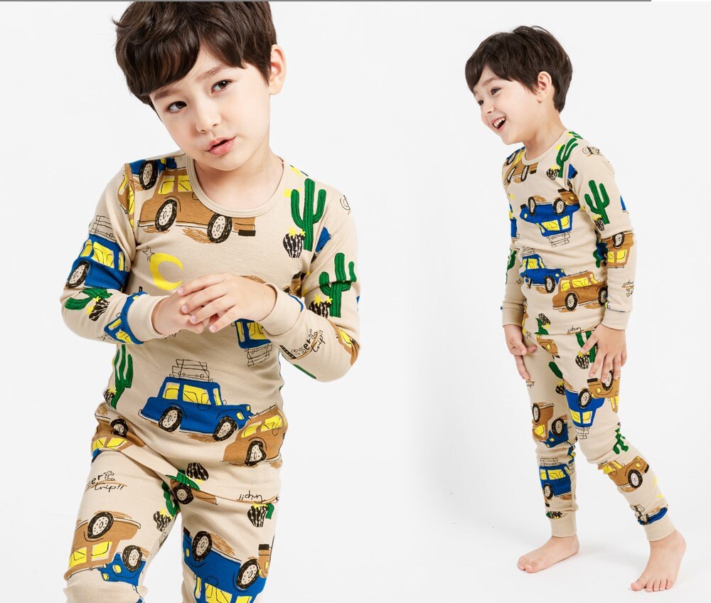 Boys car Pajamas, kids pajama set, Pajama set for boys and girls, desert truck pajamas, Korean pajamas