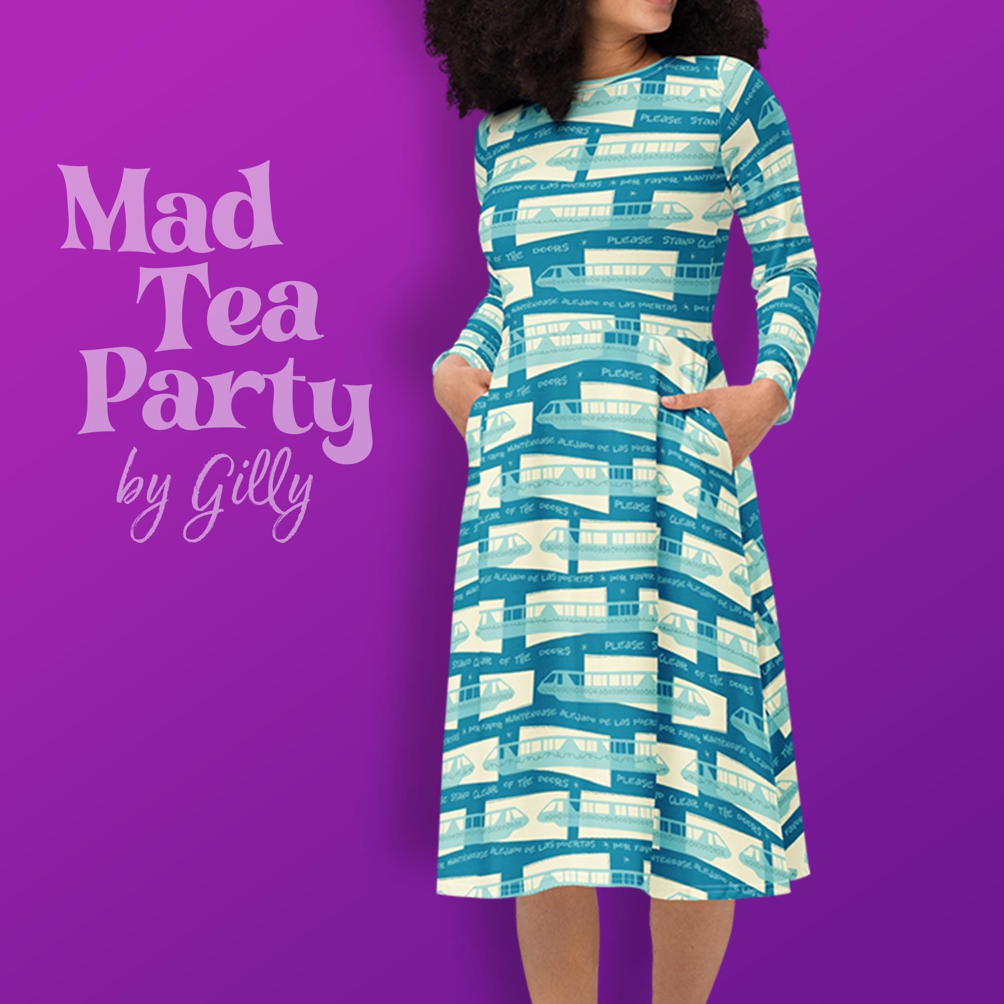 Monorail long sleeve midi dress with pockets