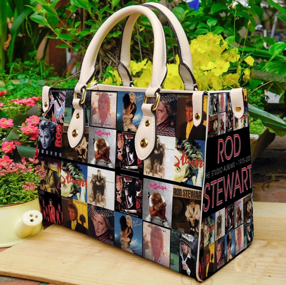 Rod Stewart Music Leather Bag, Rod Stewart Leather Handbag, Rod Stewart Shoulder Bag, Crossbody Bag, Top Handle Bag
