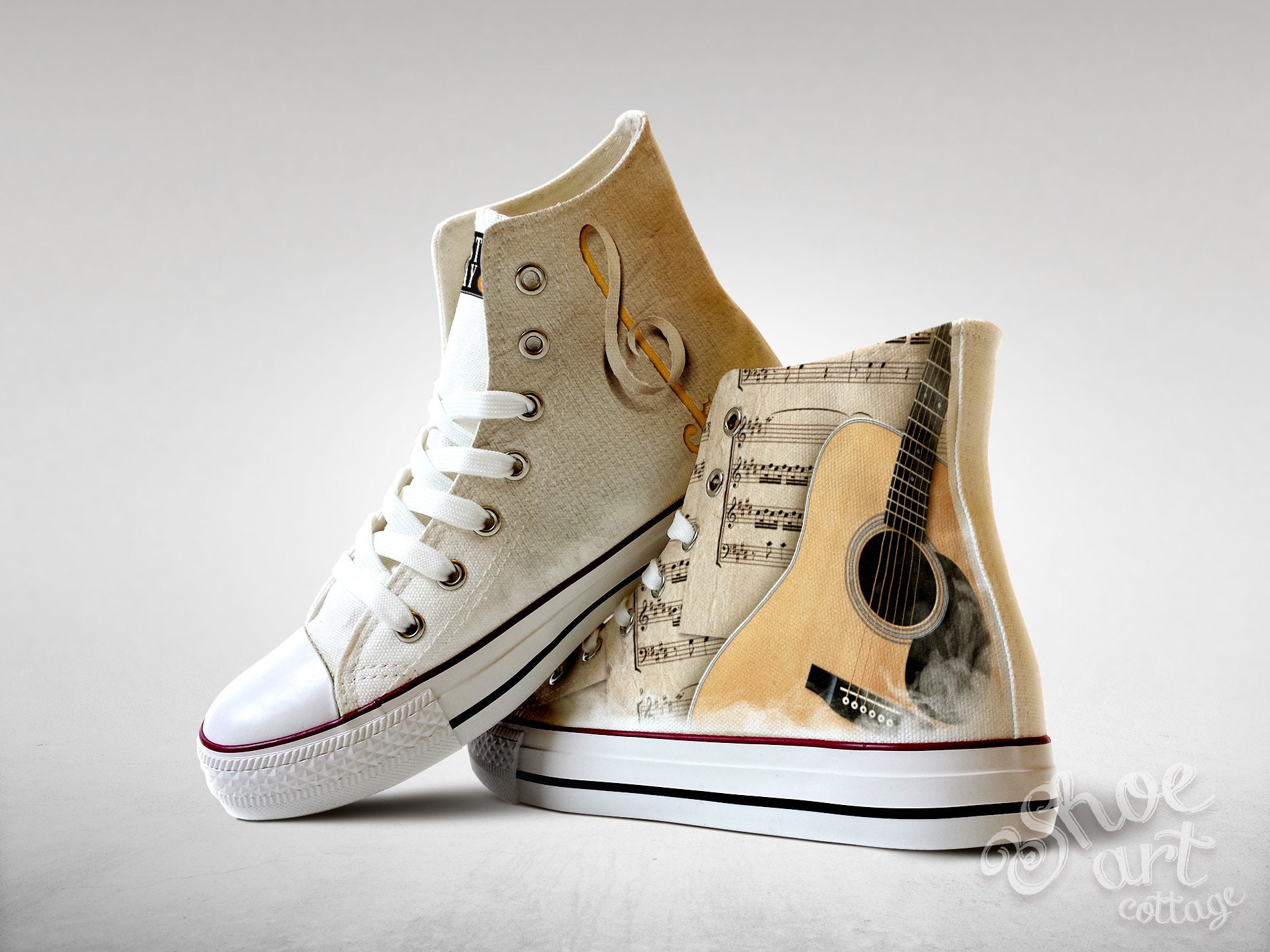 Sheet Music, Guitar, Treble Clef Sneakers