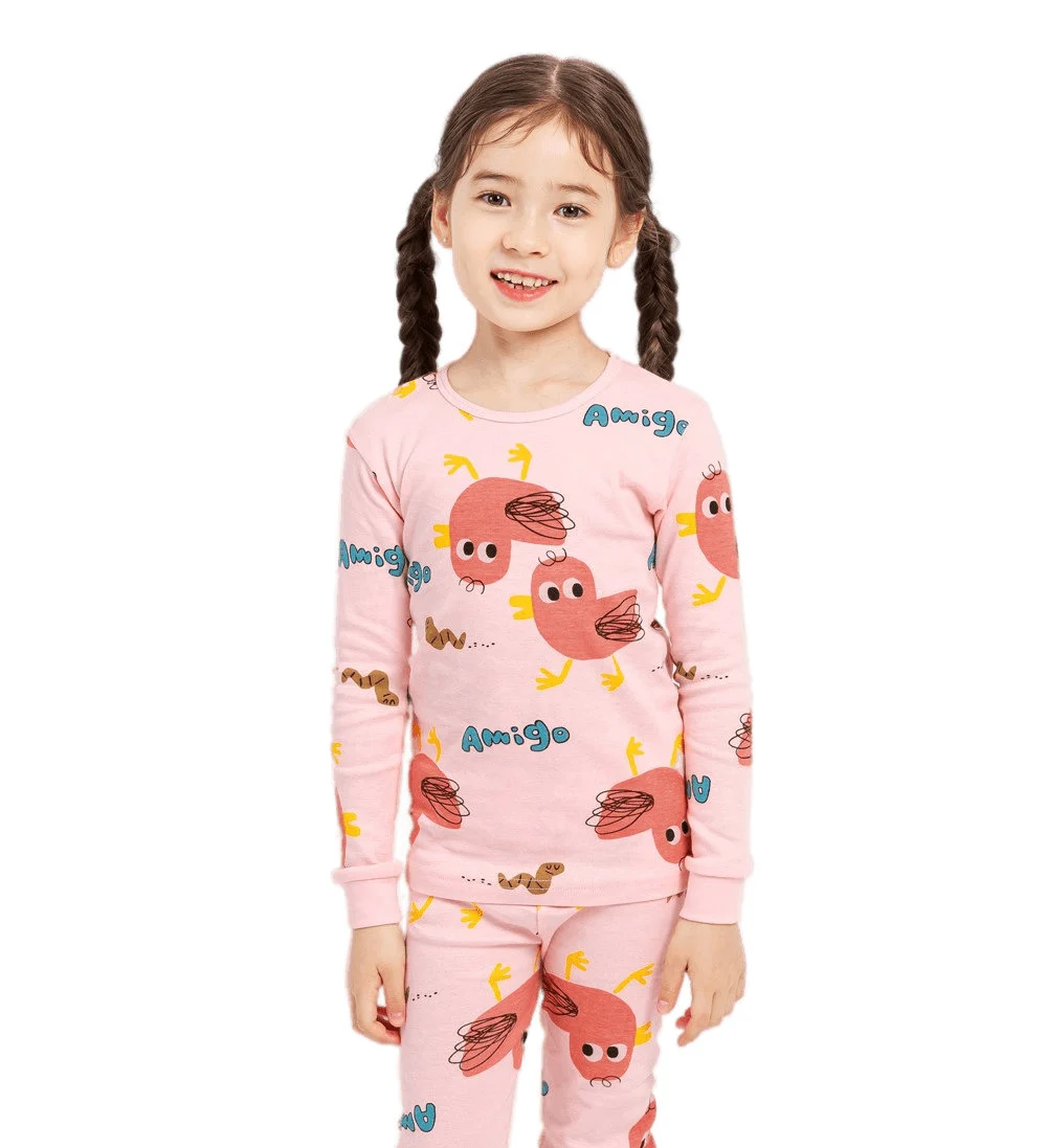 Girls pink chick princess pajamas, Snow fairy princess, kids pajama set, Korean pajamas