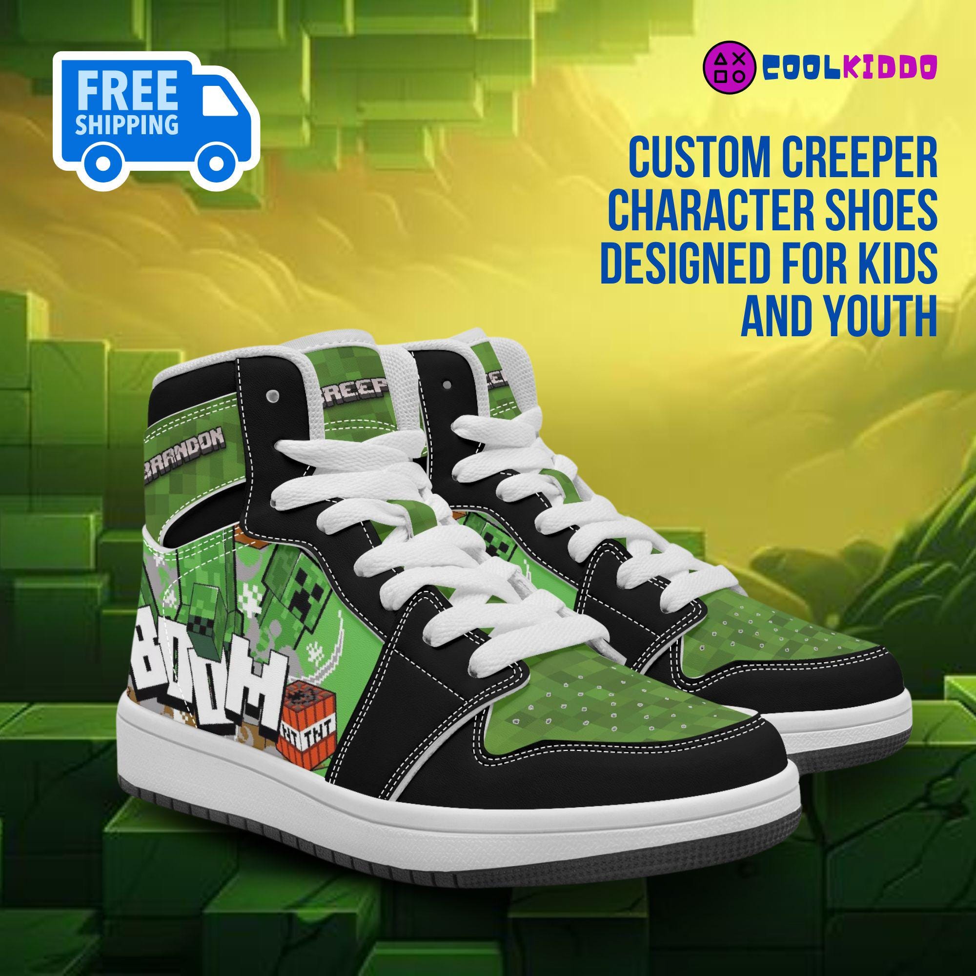 Personalized Mine Creeper Character Basketball Shoes | Winter Shoes | Gift For Men/Women, Casual Sneakers, Street Footwear