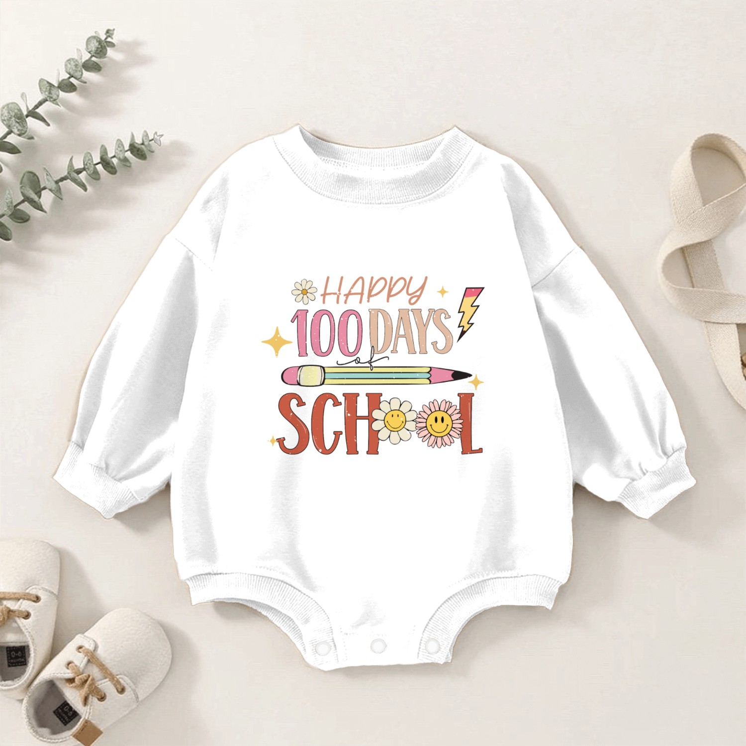 Happy 100 days of school Baby Romper Sweatshirts