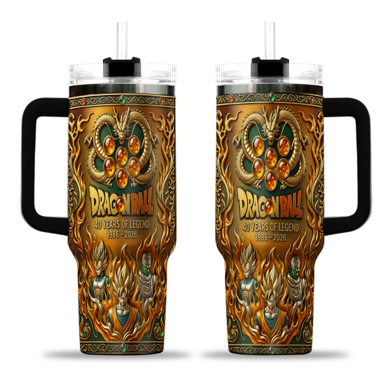 40oz insulated mug with handle, commemorating the 40th anniversary of Dragon Ball, Anime-inspired stainless steel travel mug