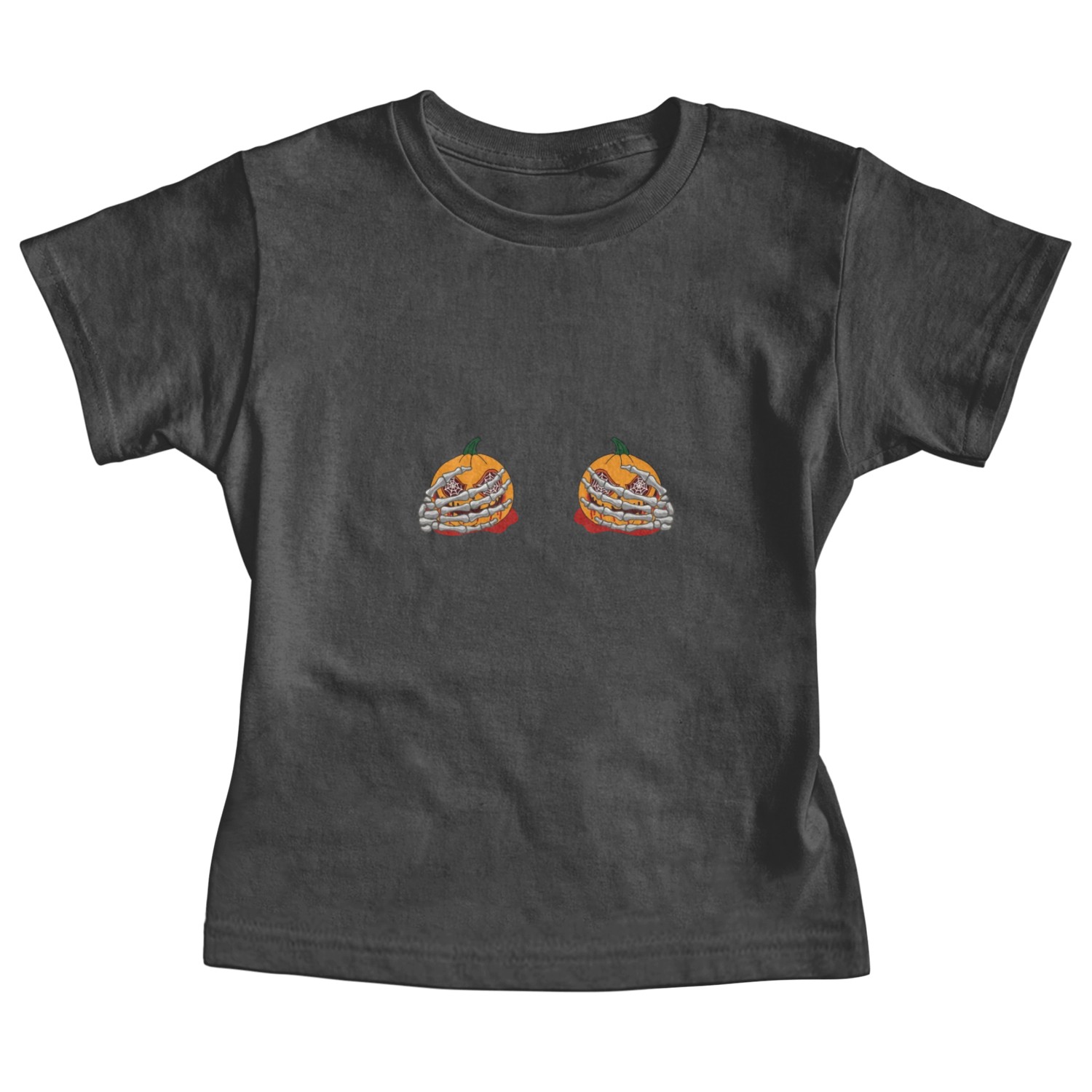 Halloween Pumpkin Boob Skeleton Hand Baby Tees
