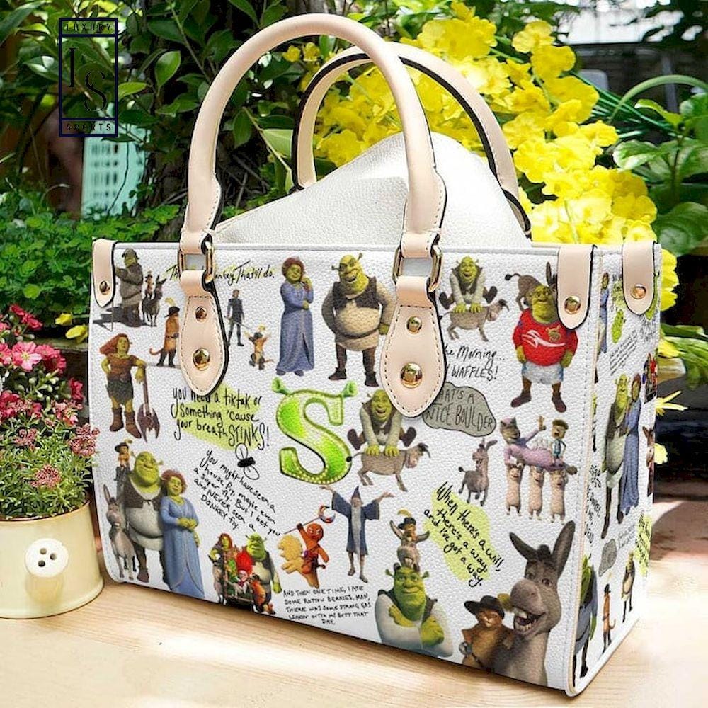 Shrek Pattern Leather Handbag, Shrek Women Bag, Shoulder Bag Gift, Gift For Women