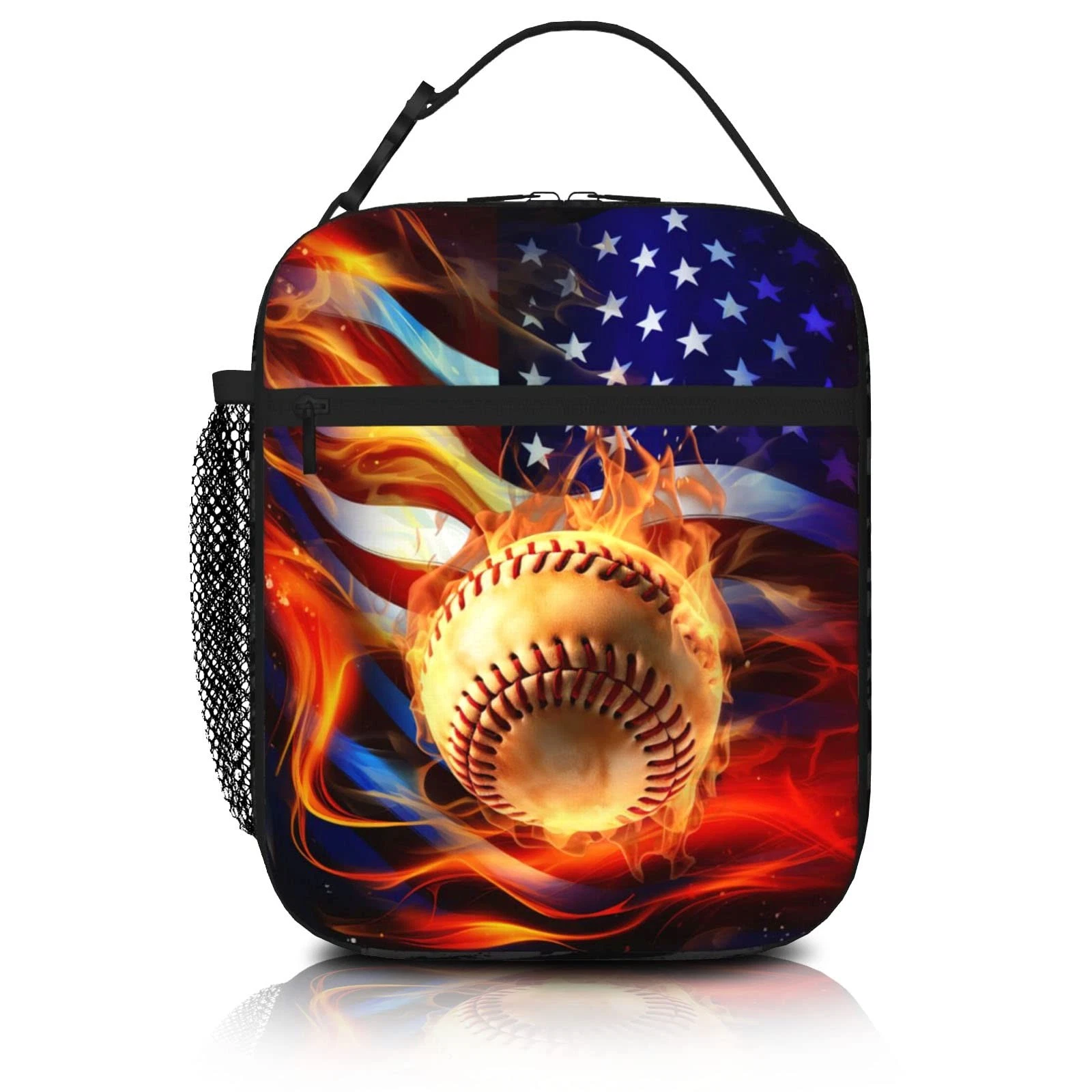 Baseball American Flag Lunch Bag For Girls and Boys