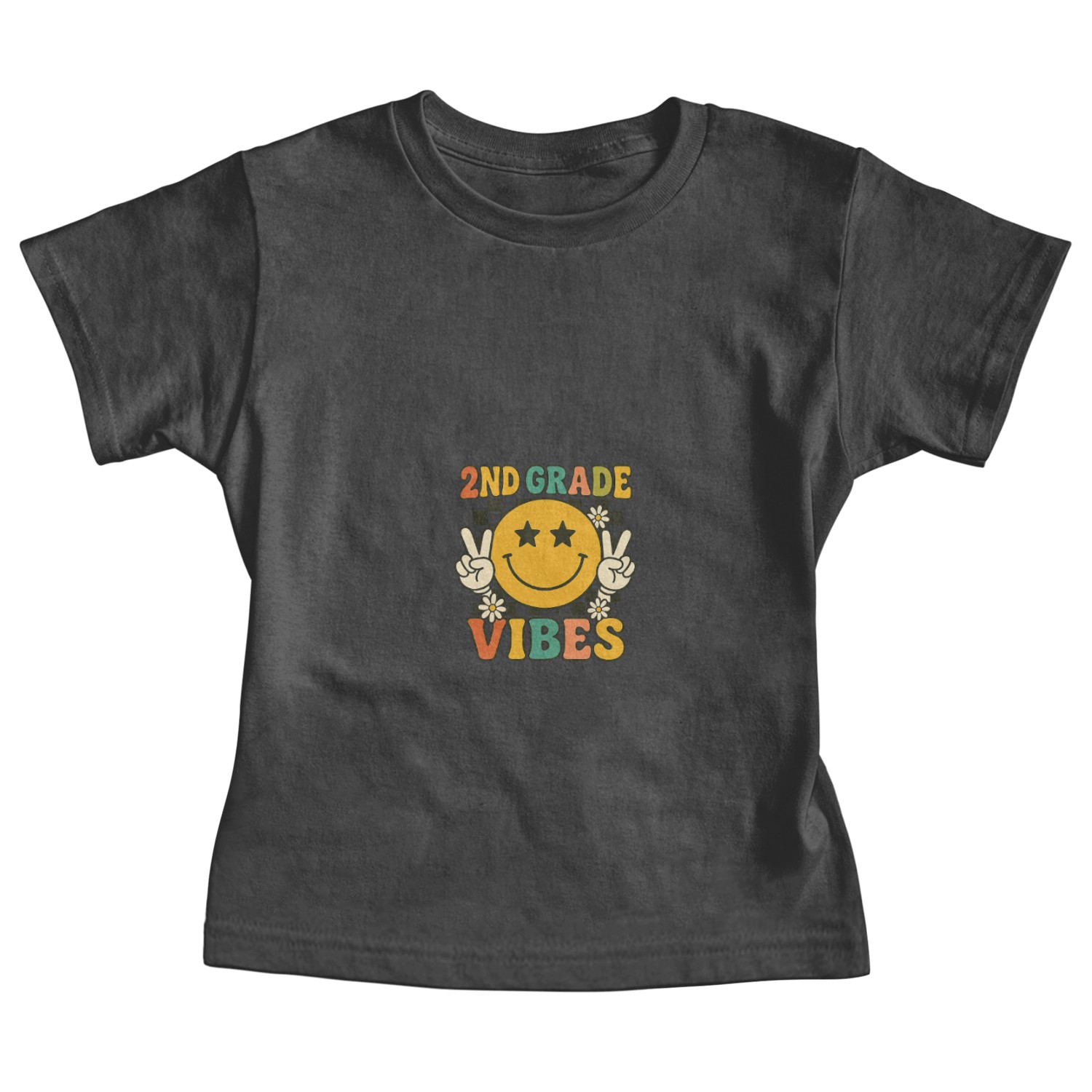 2nd Grade Vibes Baby Tees – Retro Happy Face