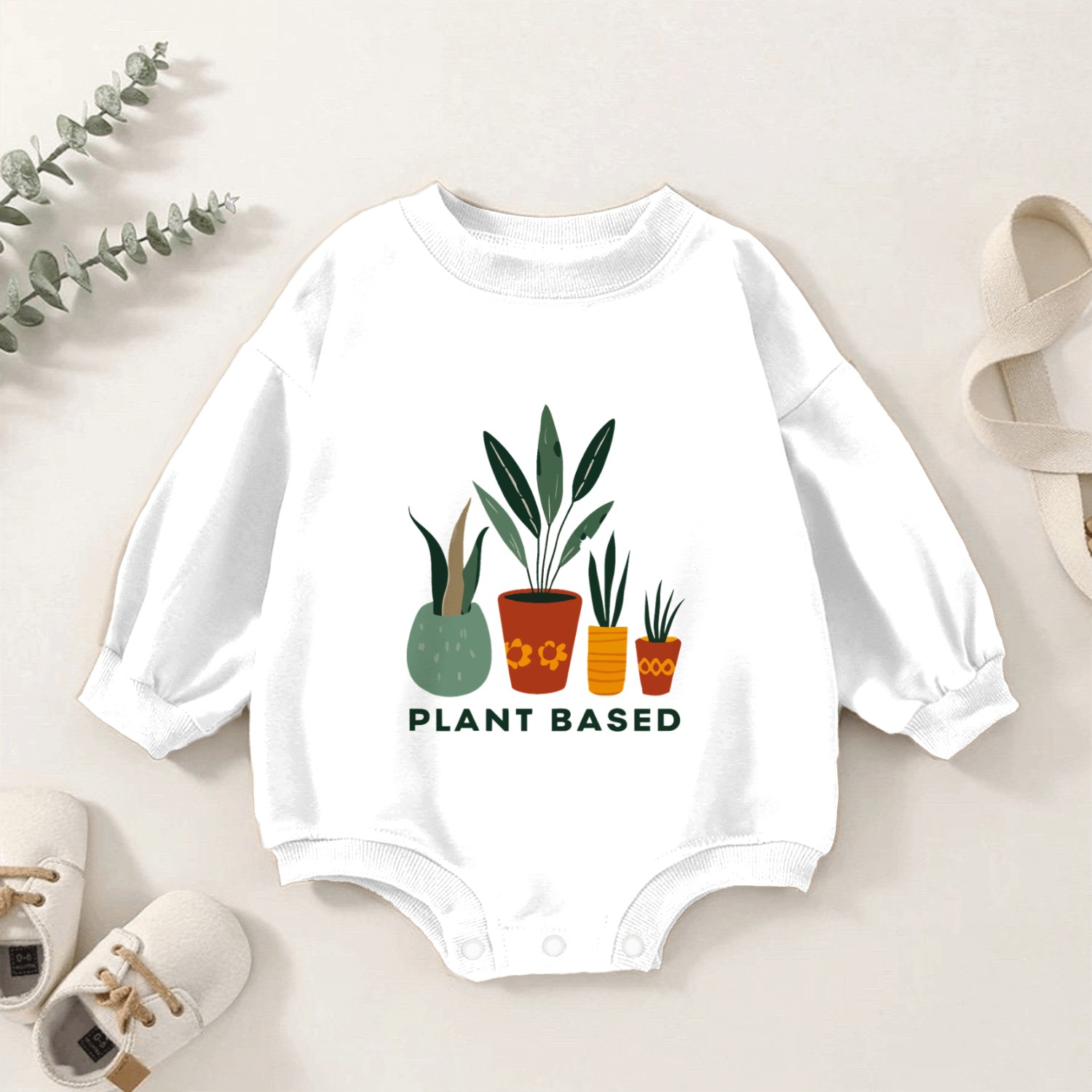 Plant Based Friends Pots Baby Romper Sweatshirts