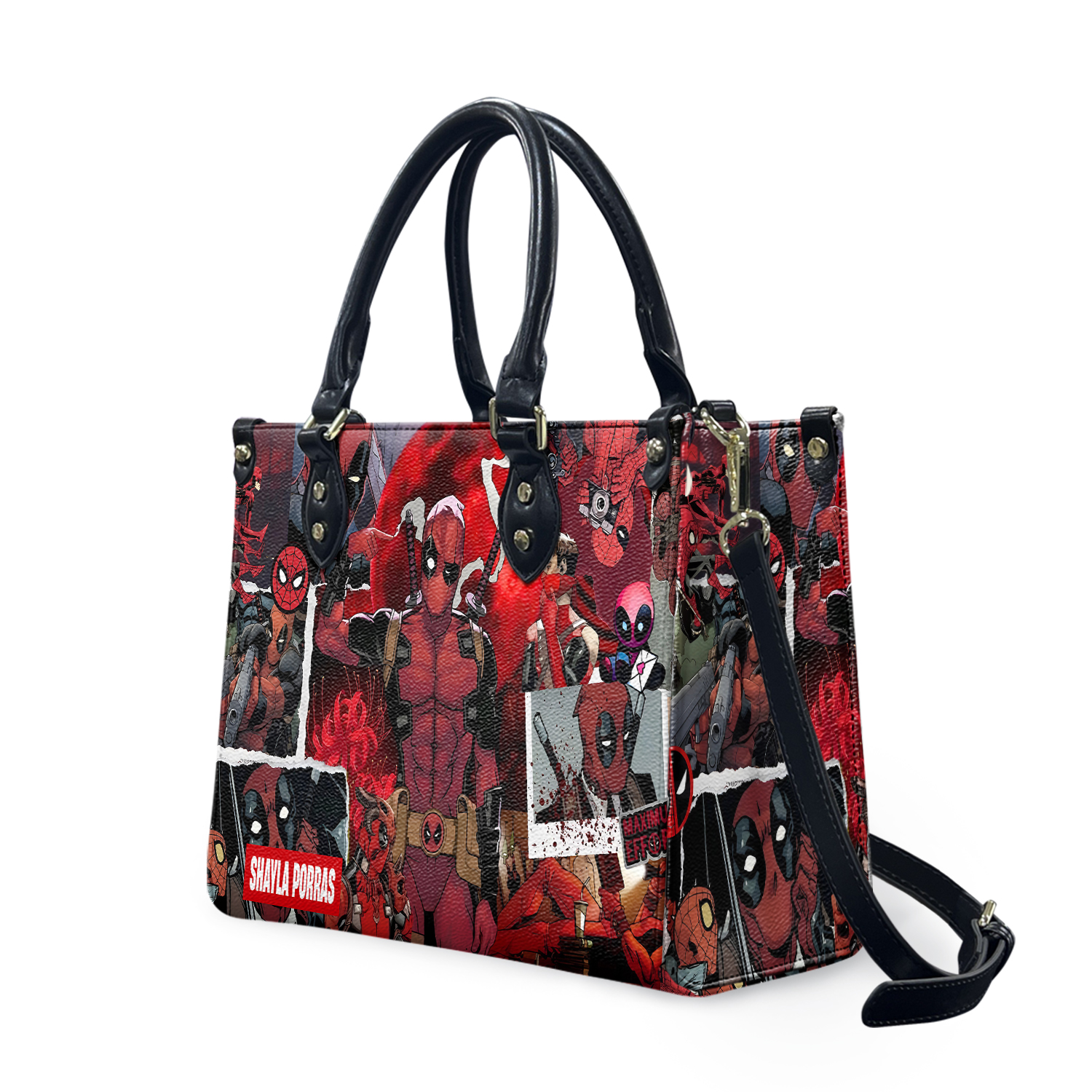 Personalized Deadpool-Luxury Women Leather Handbag, Gift for Her, Shoulder Bag, Shopping Bag, Top Handle Bag