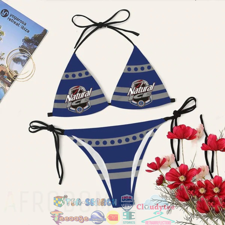 Natural Ice Beer Grey Stripe Bikini Set Swimsuit Jumpsuit Beach