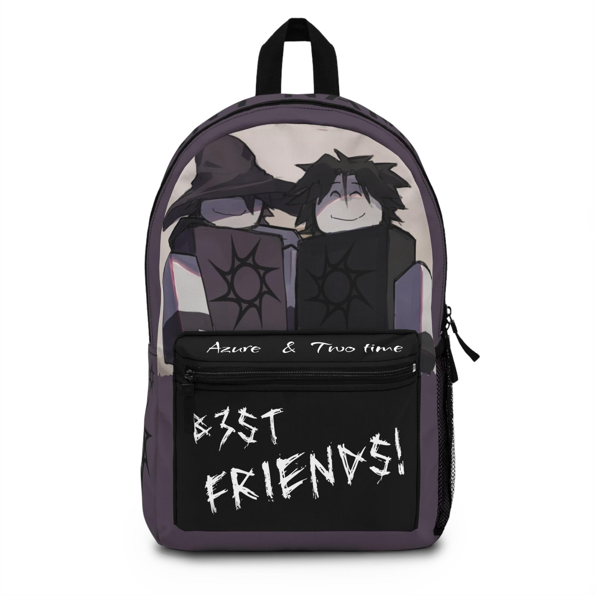 Two time and azure inspired forsaken friends, roblox game symbol sun, gift for school, accesory travel gamers lovers custom name Backpack