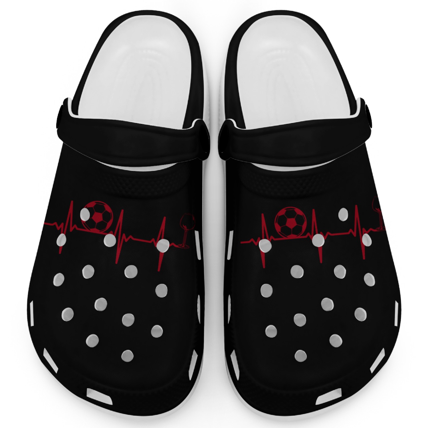 Soccer Player Soccer Wine Heartbeat Soccer Heartbe Clogs