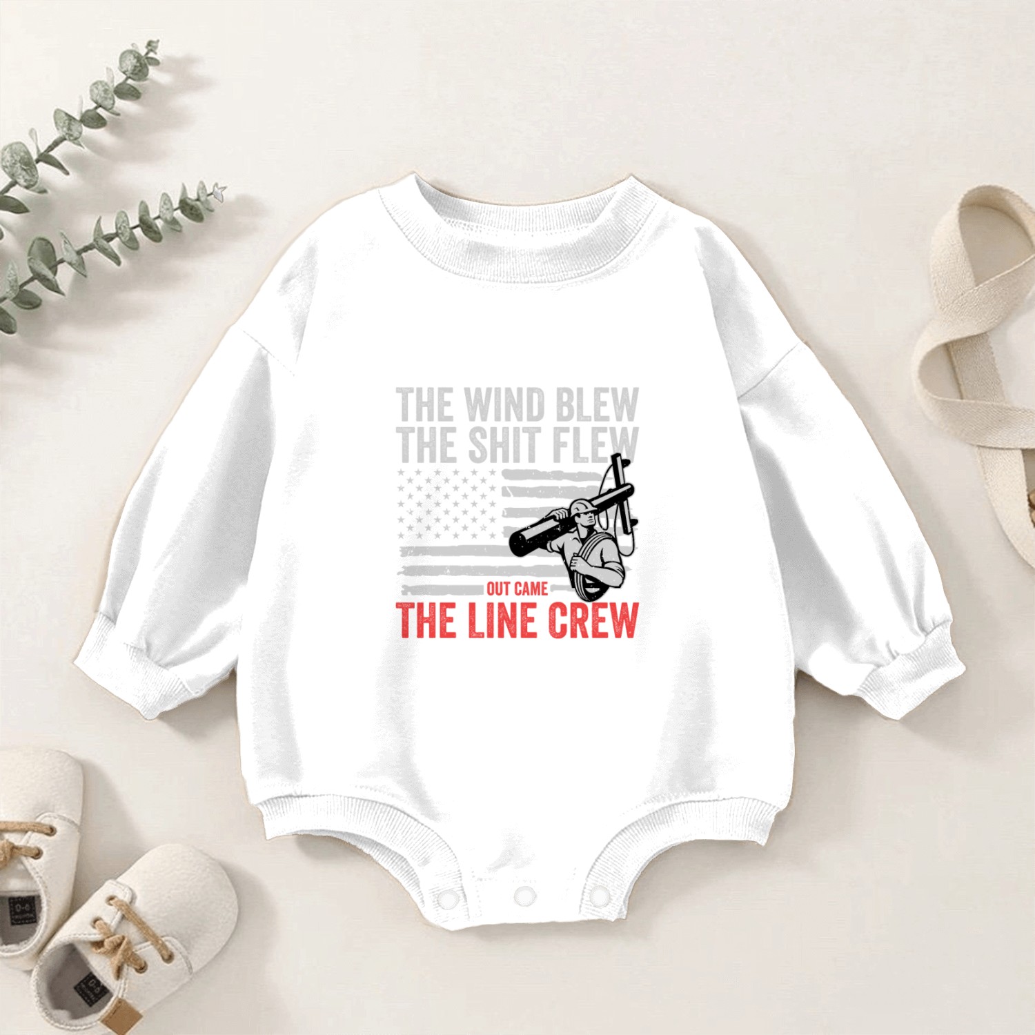 Funny Electrical Lineman Saying Thank A Lineman Baby Romper Sweatshirts
