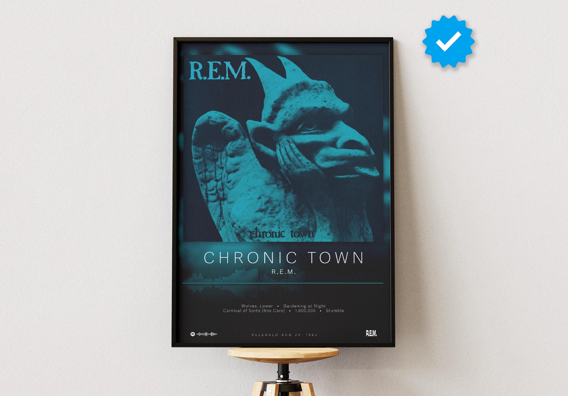 R.E.M. Poster | Chronic Town Poster | Album Poster Prints | Wall Decor Posters | Album Cover | Rock Music Poster
