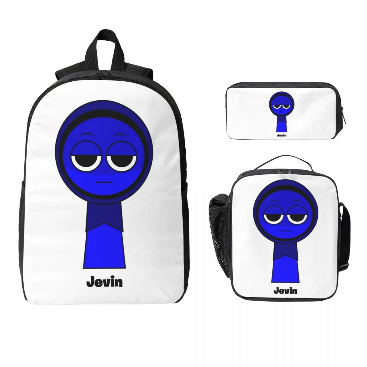 Jevin Sprunki Backpack Boys Girls BookBag School Bag Computer Shoulder Bags 3ps Insulated Lunch Bag Pencil Case