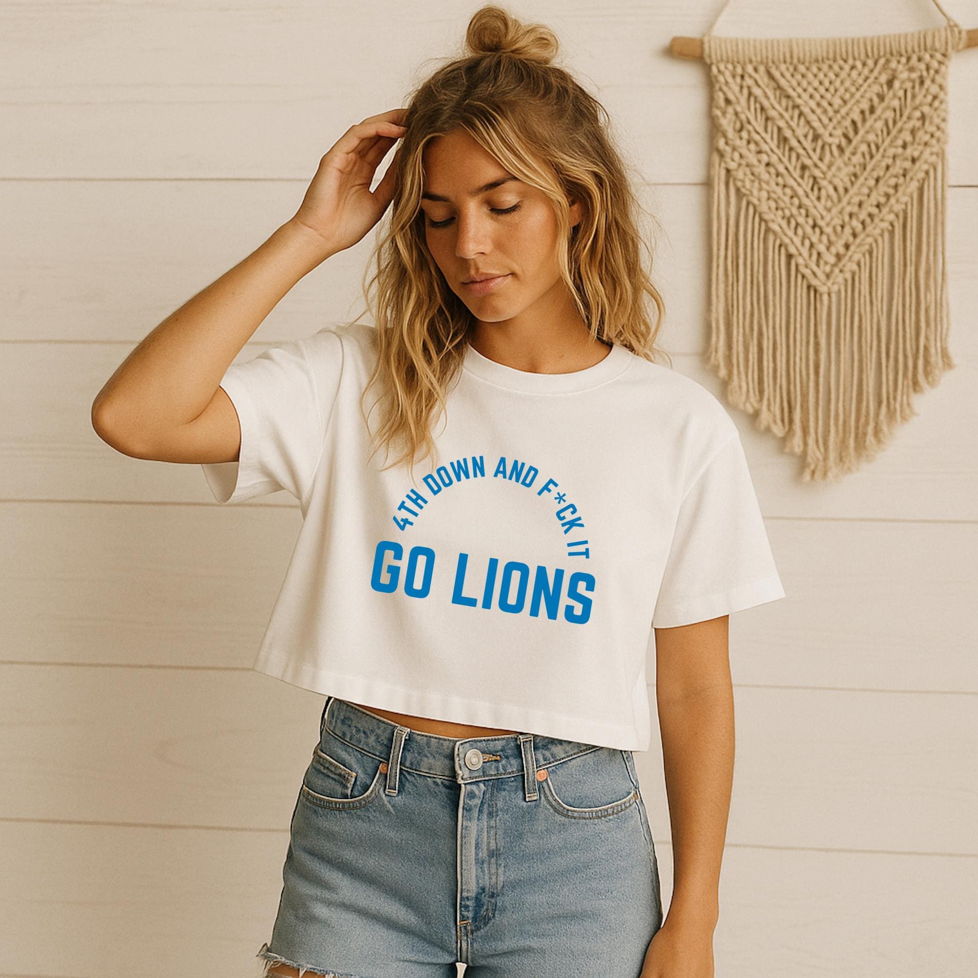 DETROIT FOOTBALL "4th Down Go Lions" Women's Crop Top