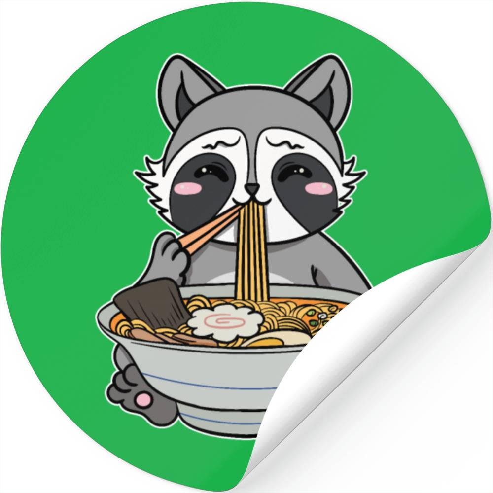 Raccoon Anime Ramen Japanese Noodle Soup Stickers