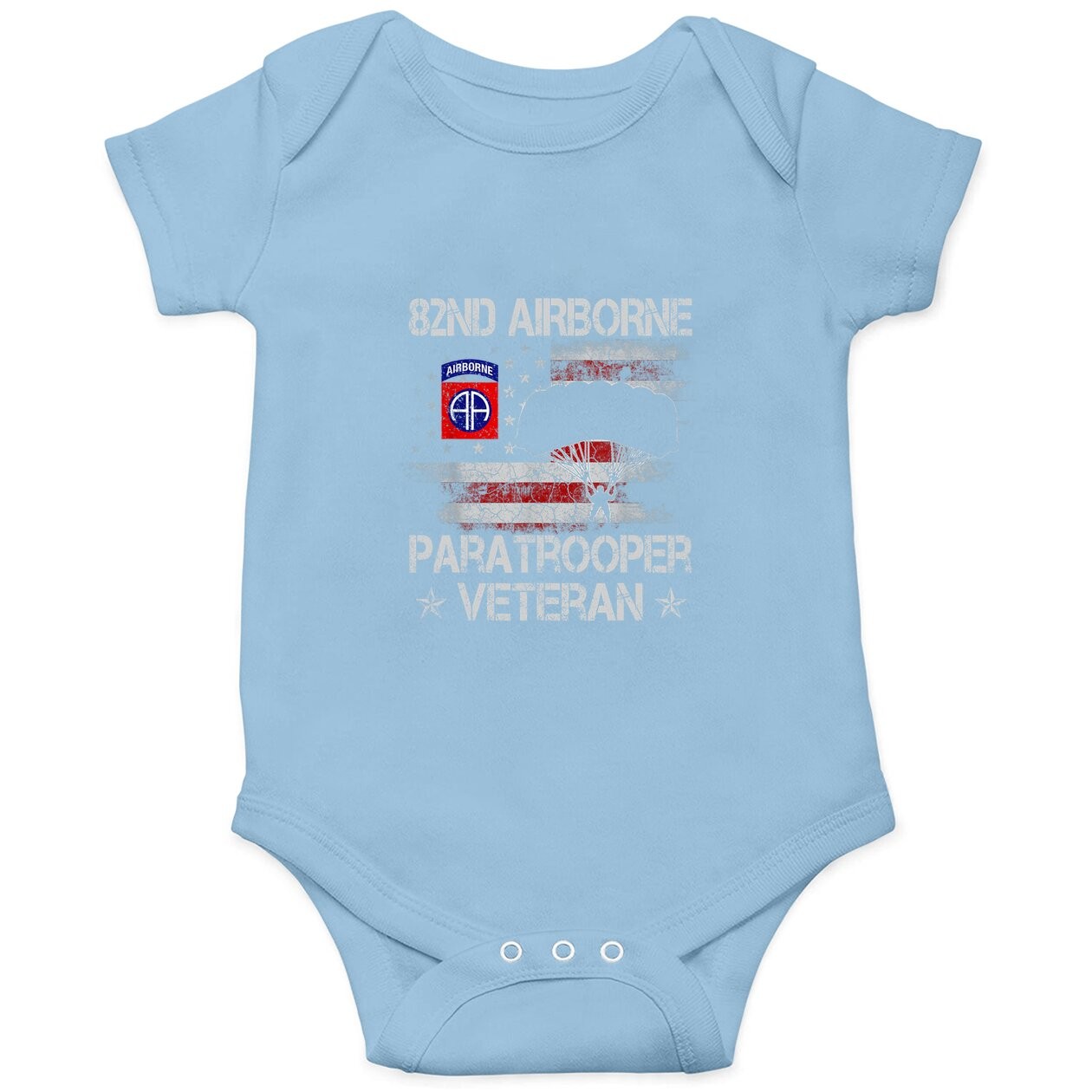 Airborne Paratrooper Veteran Flag Baby Bodysuit, Veterans Day Baby Bodysuit