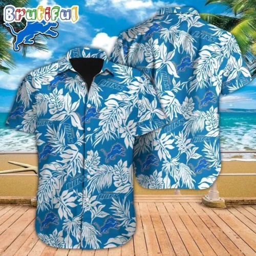 Detroit Football Team Lions Hawaiian Button Down Shirt Unisex