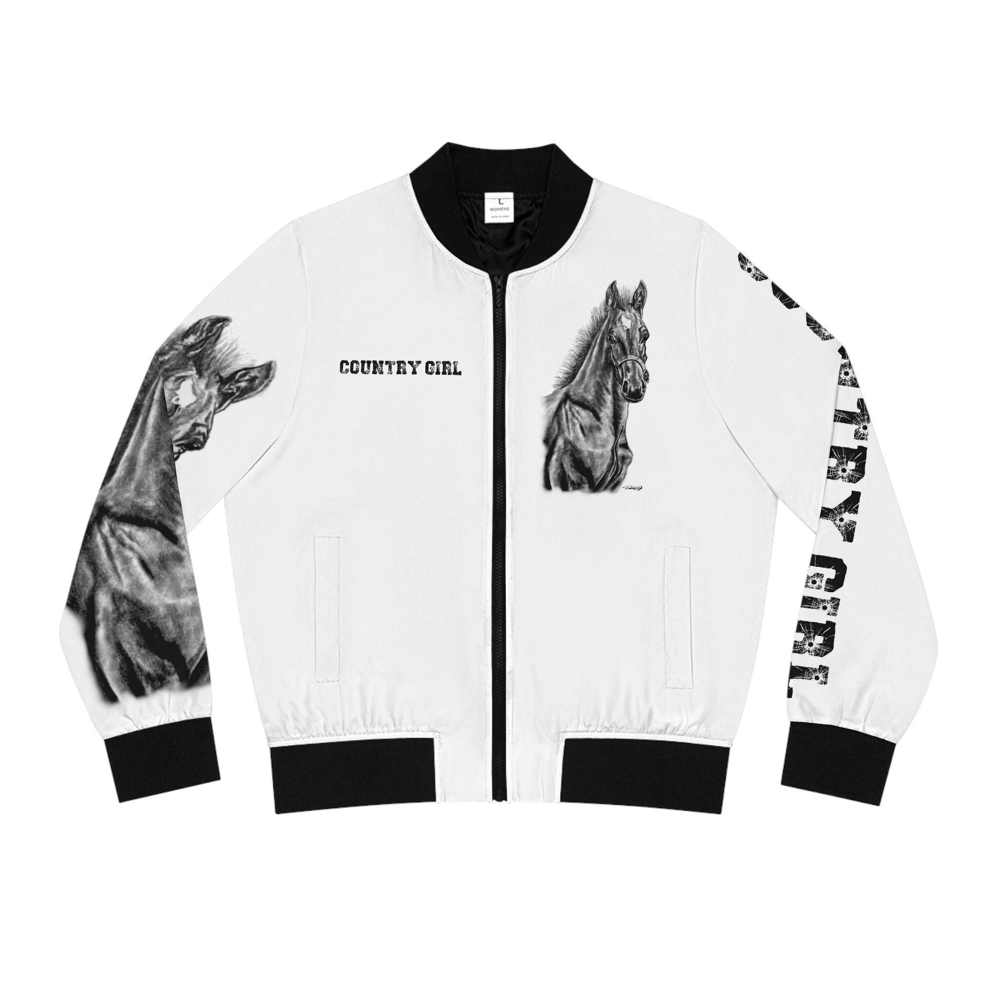 Women's Bomber Jacket (AOP) - Rodeo Horse Country Girl Cowgirl