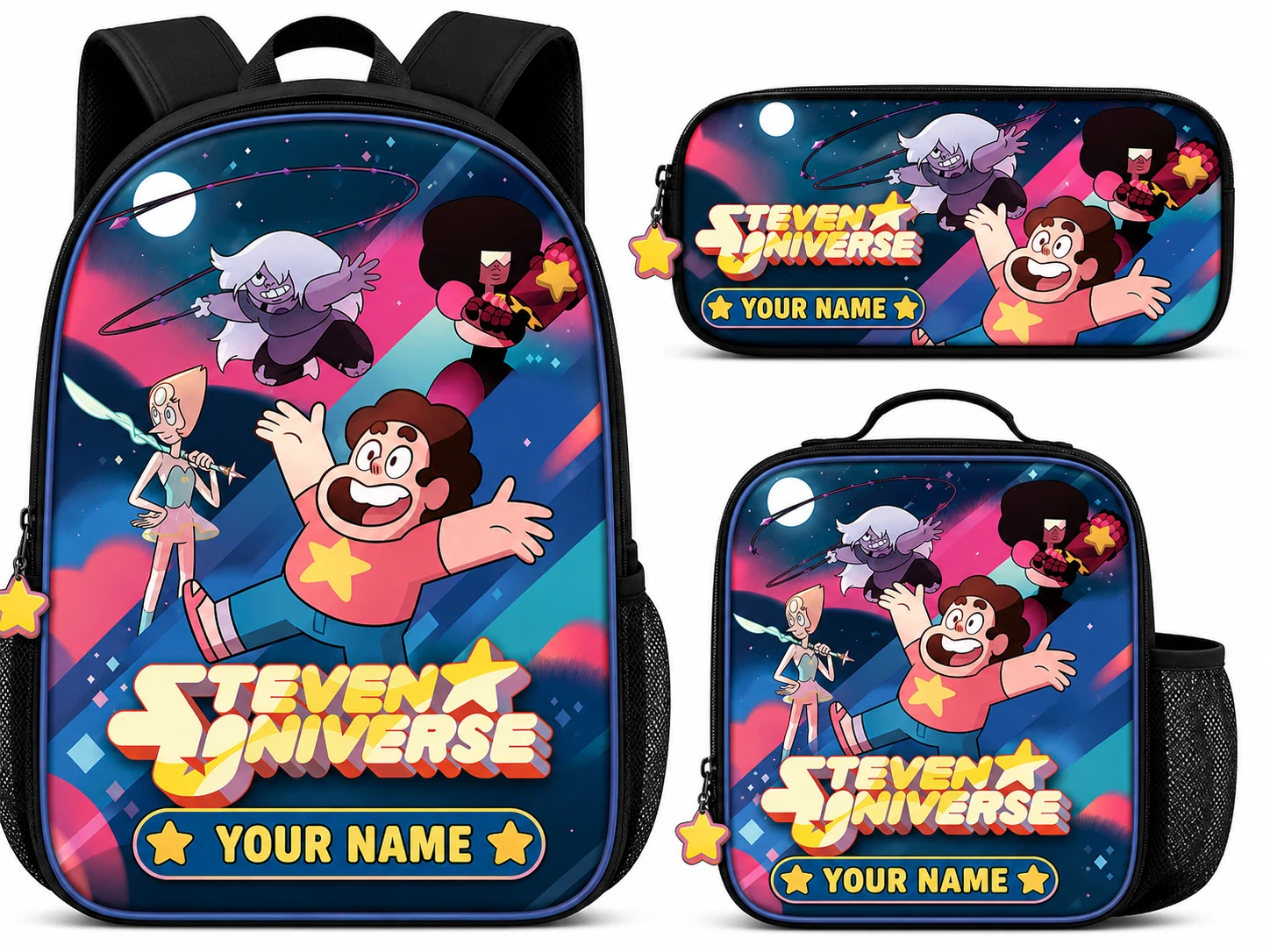 Personalized Steven Universe Backpack Set, Custom Name School Bag, Lunch Bag & P