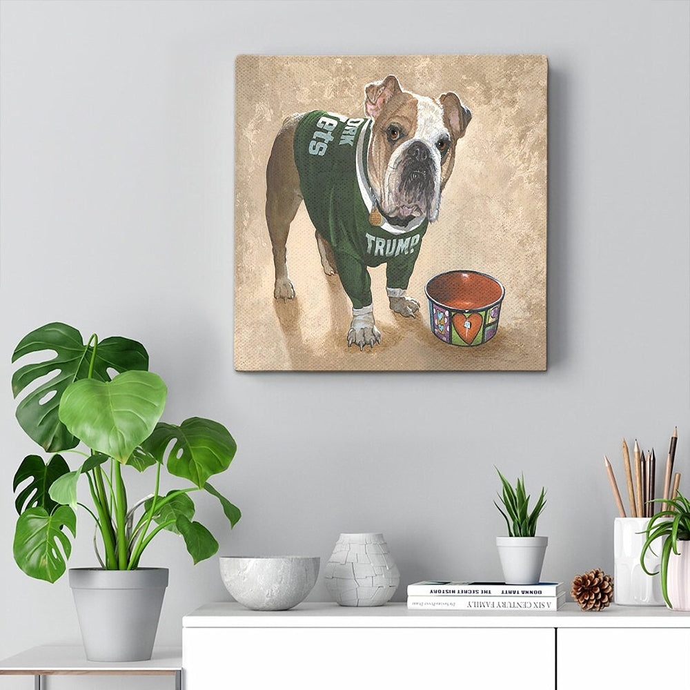 Dog Square Canvas – Whats For Dinner – English Bulldog – Canvas Print – Canvas With Dogs On It – Dog Wall Art Canvas – Furlidays