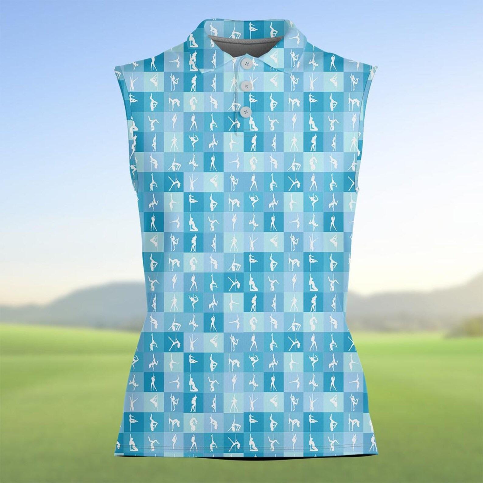 Women’s Blue Sleeveless Polo Shirt, Athletic Golf and Fitness Top for Summer