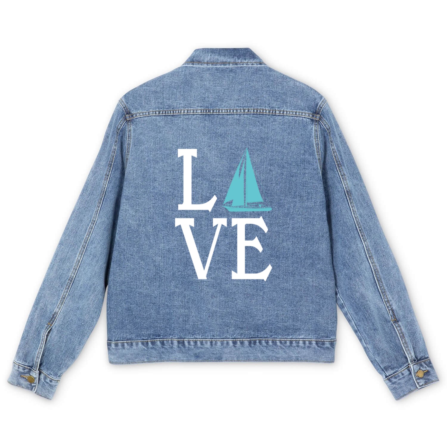Sailing Love Sailor Sailboat Sail Yacht Captain Men's Denim Jackets