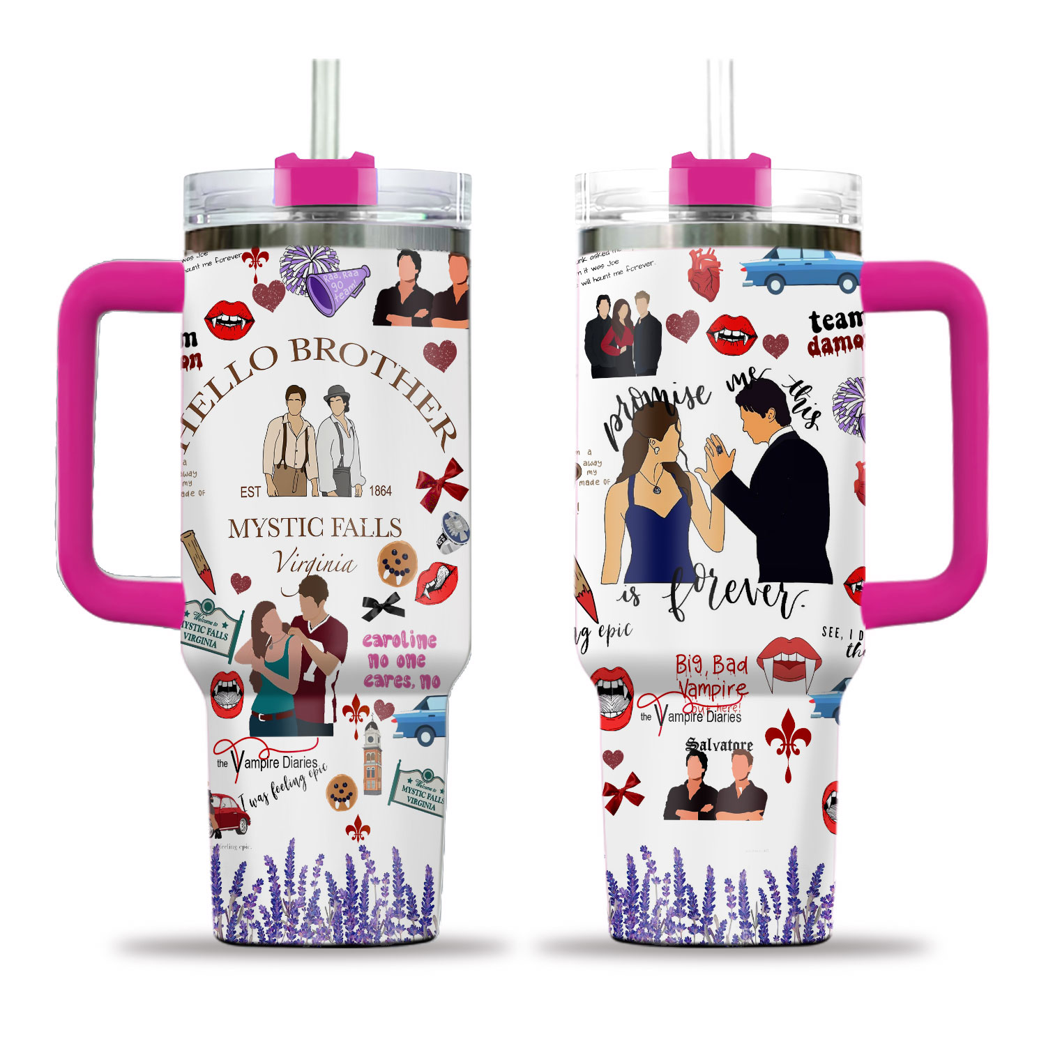 Vampire Diaries Tumbler 40oz, Hello Brother Tumbler Cup, Team Damon Coffee Tumbler, Salvatore Brothers Tumbler, Gift For Her
