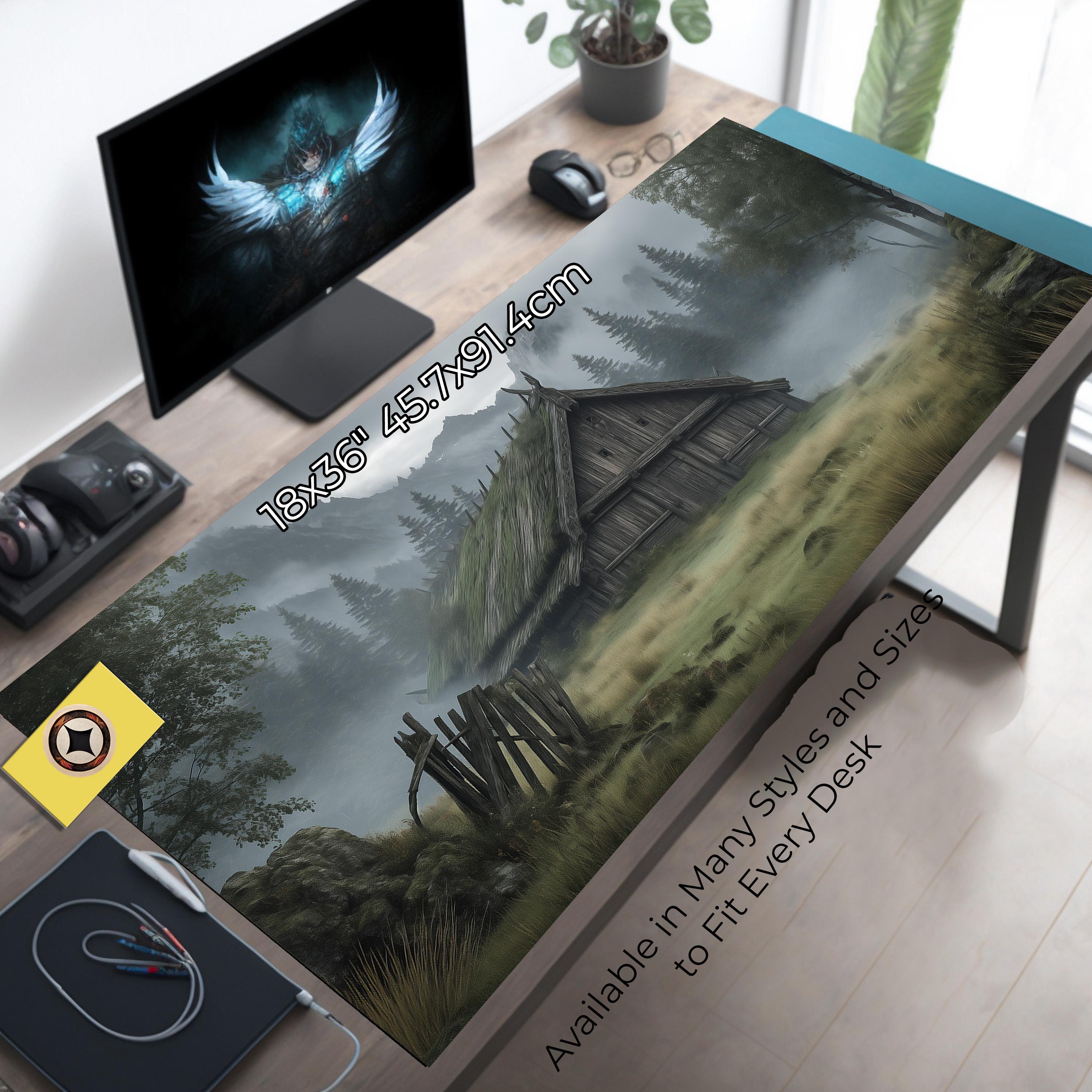 Viking Longhouse Desk Mat in Misty Norse Valley