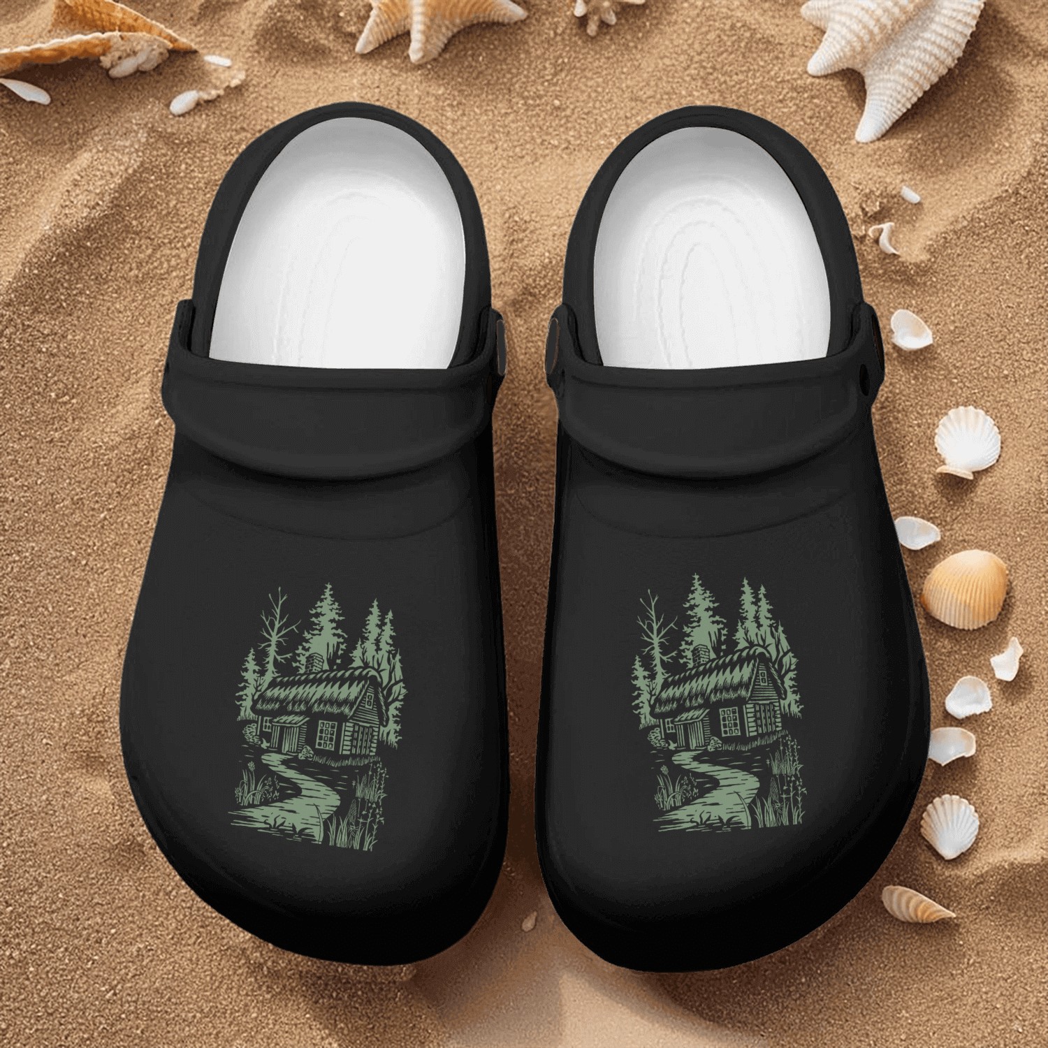 Dark Cottagecore Forest Cabin Fantasy Nurse Clogs
