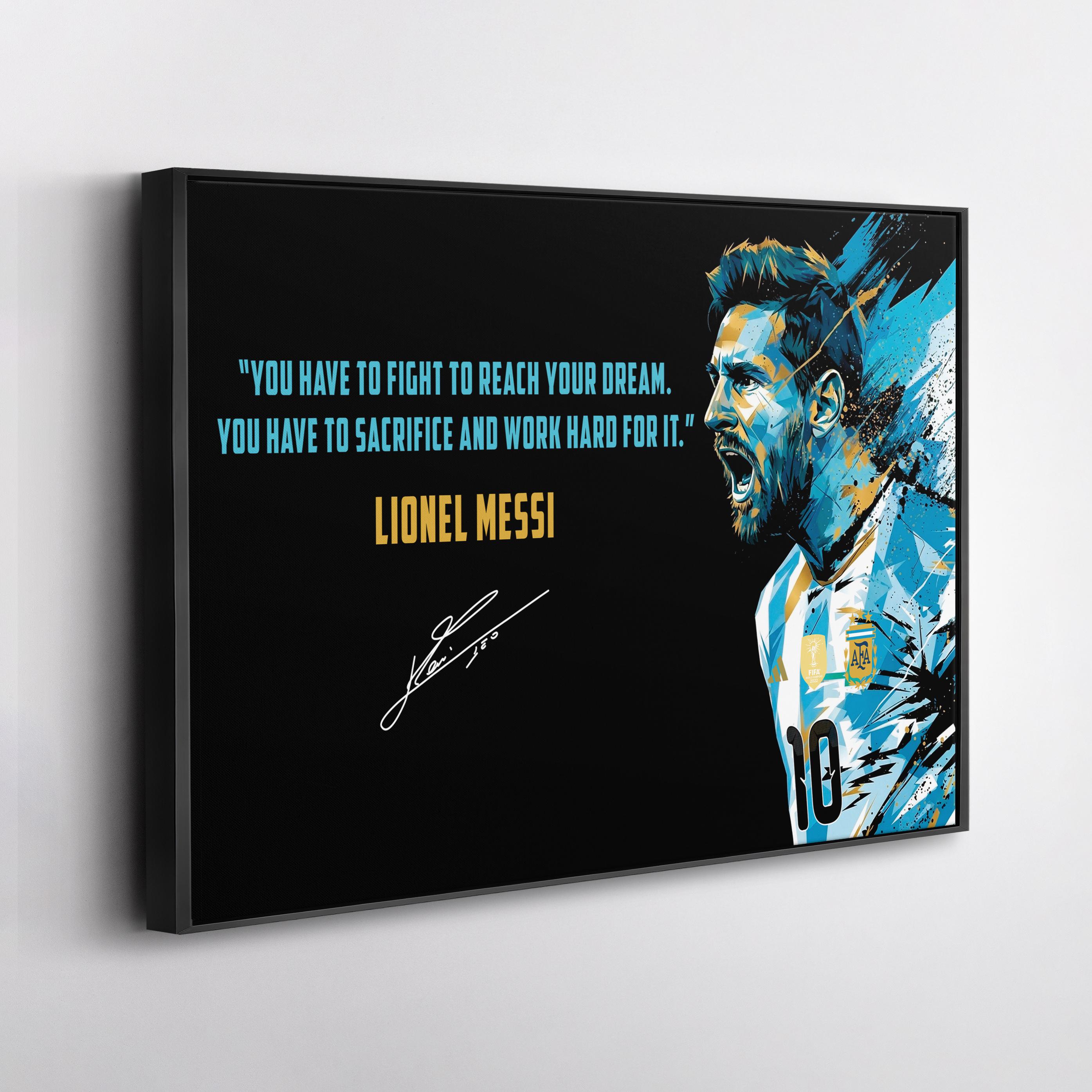 Lionel Messi Canvas Wall Art, Argentina Football Decor, Motivational Quote Print, Sports Poster Style, Fan Gift
